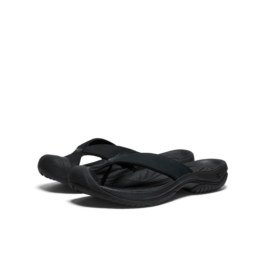 Men's Waimea Leather Flip Flops - Comfortable Black Sandals for Beach, Pool & Casual Wear | Premium Leather Slides for Summer Outdoor Activities