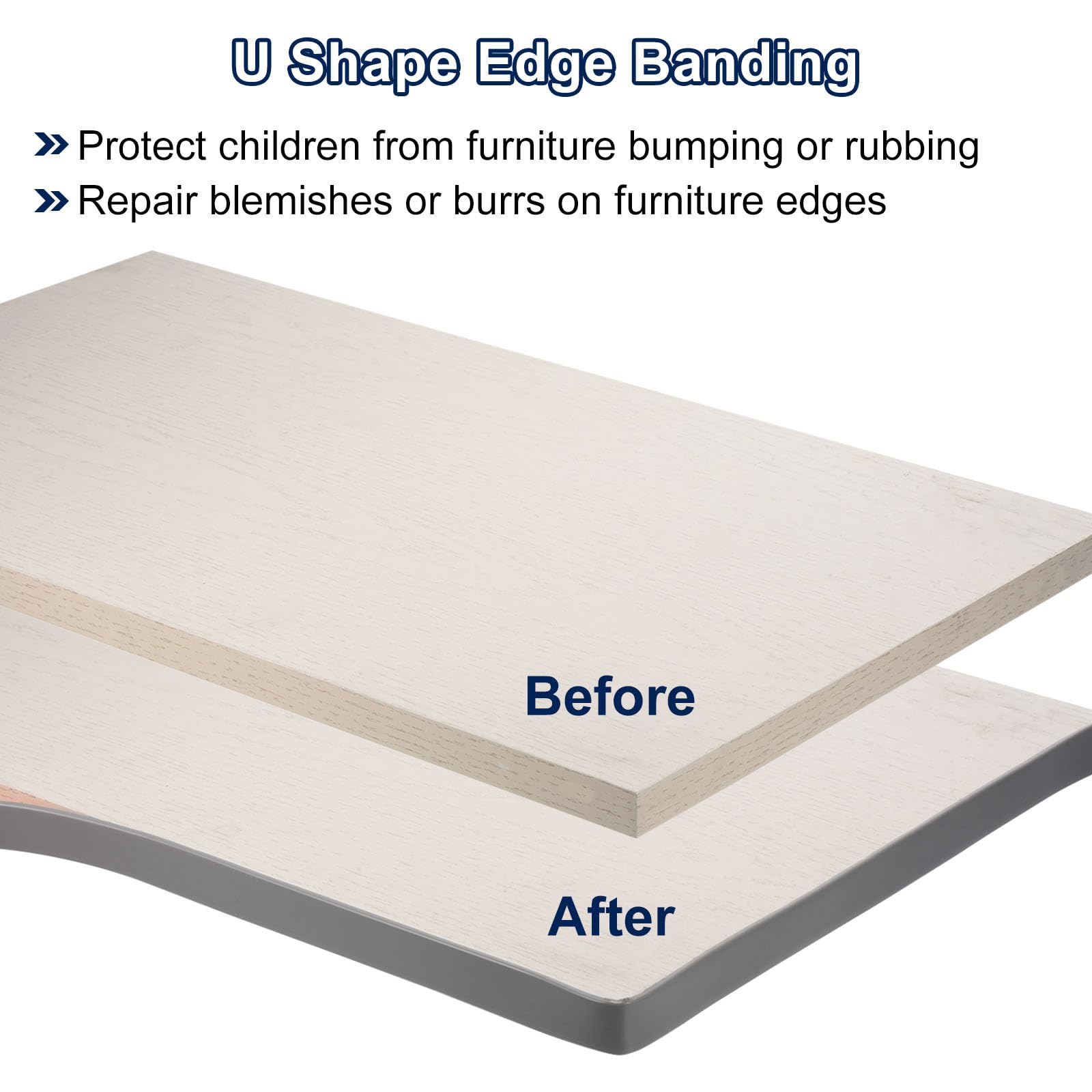 uxcell 16.4ft U-Shape Self-Adhesive Edge Banding - Black TPE Veneer Edging Trim (15mm/3/5
