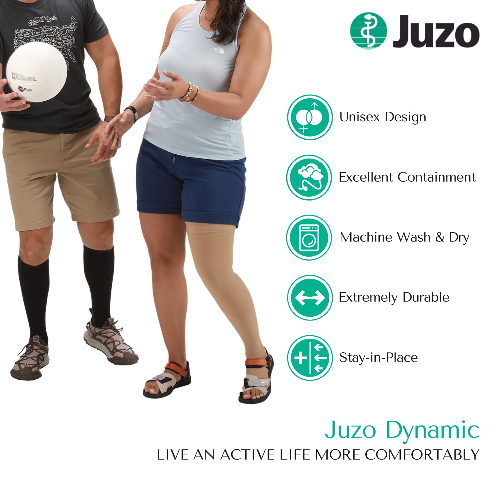 Juzo Dynamic 40-50 mmHg Medical Compression Stockings Knee High Open Toe - Varicose Veins & Edema Relief Socks for Men & Women - Ideal for Orthostatic Hypotension, Post-Surgery Recovery & Daily Support