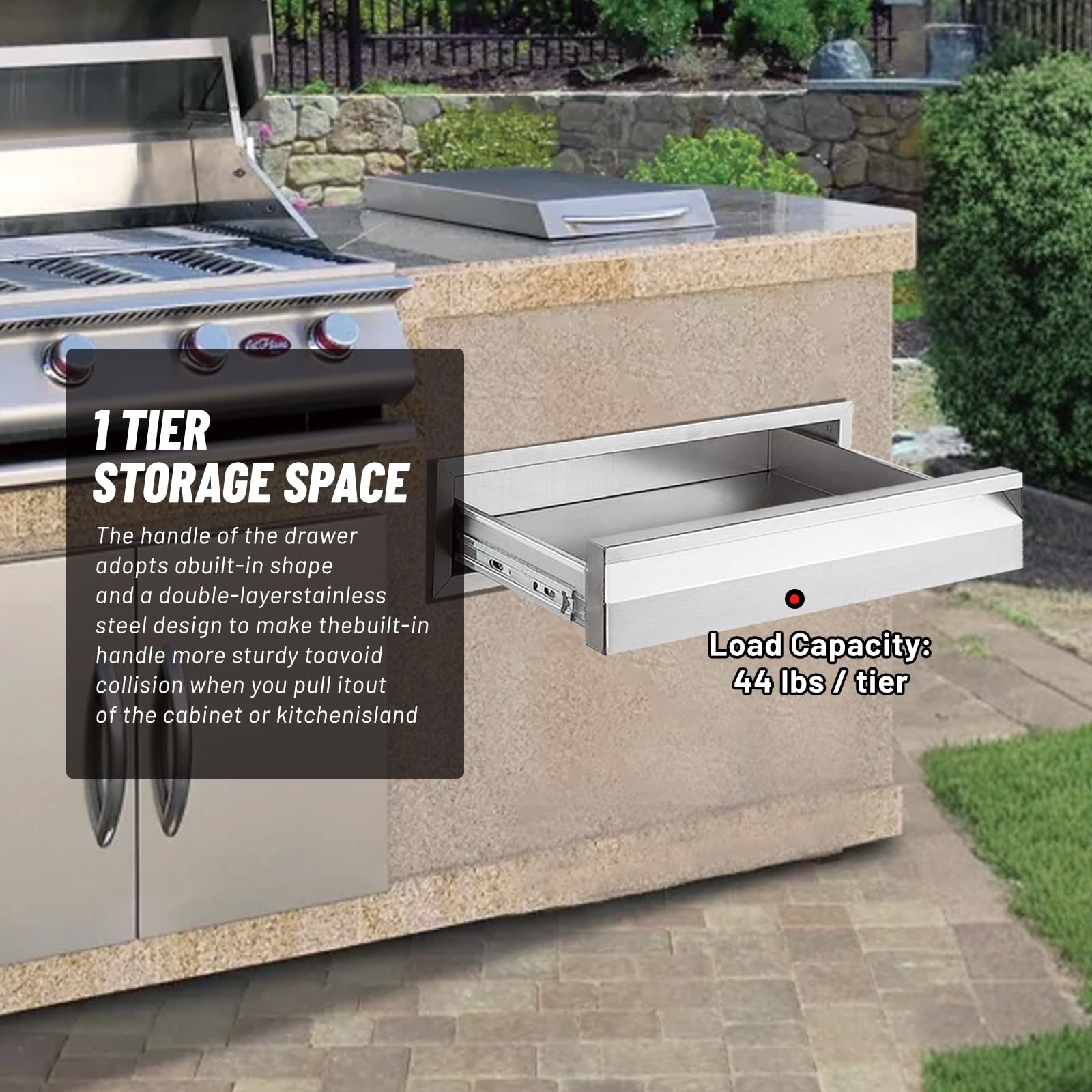 Stainless Steel Outdoor Kitchen Drawer with Partition - 30