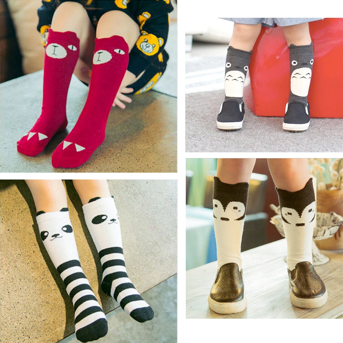 Allydrew Zoo Animal Tube Socks for Toddlers & Kids - 6 Pairs Cute Animal Print Crew Socks for Boys & Girls - Perfect for School, Playtime & Daily Wear