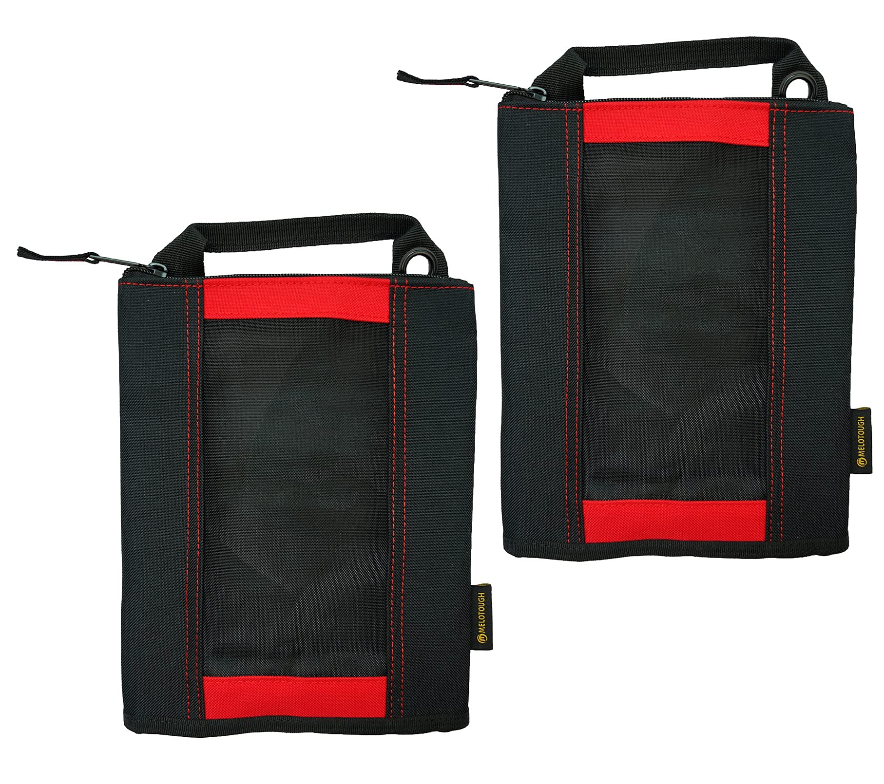 MELOTOUGH 2-Pack Heavy Duty Canvas Tool Bag Set with Zipper Closure - Waxed Canvas Utility Tote & Fastener Bag Combo (1 Medium + 1 Small) - Perfect for Electricians, Plumbers & DIY Home Improvement Projects
