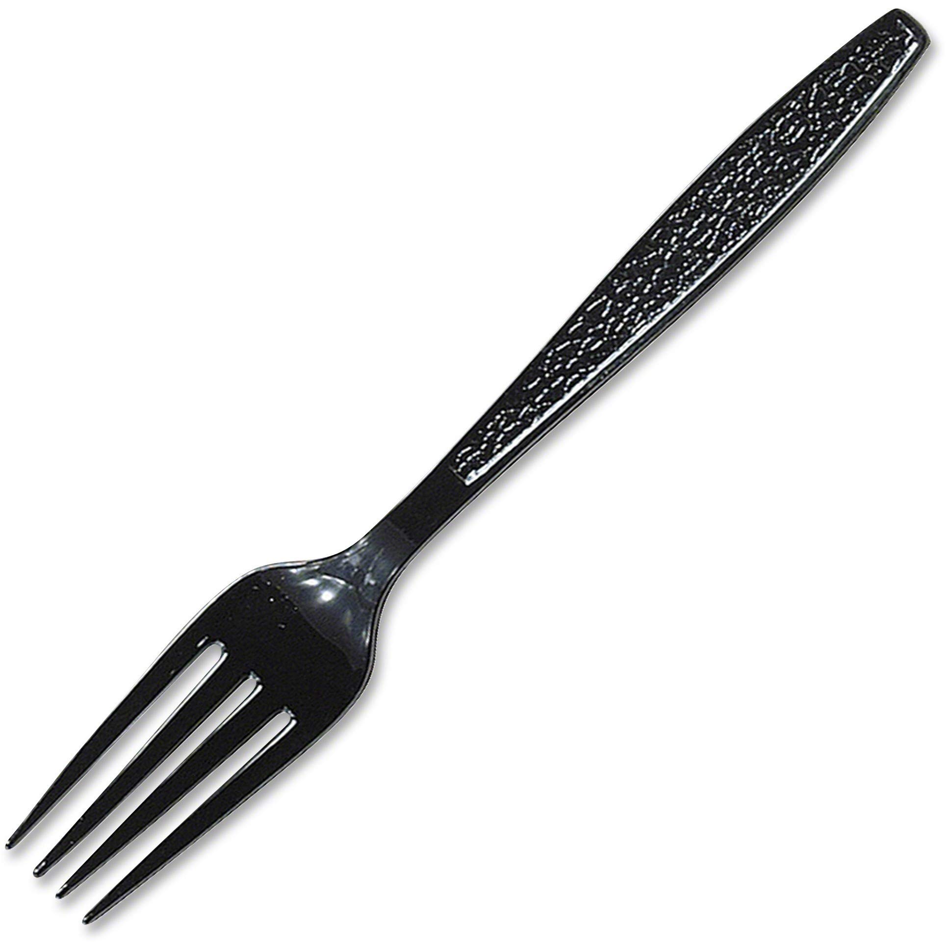 Heavyweight Black Plastic Forks - 1000 Count Bulk Pack - Durable Disposable Cutlery for Parties, Catering & Events - SOLO CUPS GDR5FK Guildware