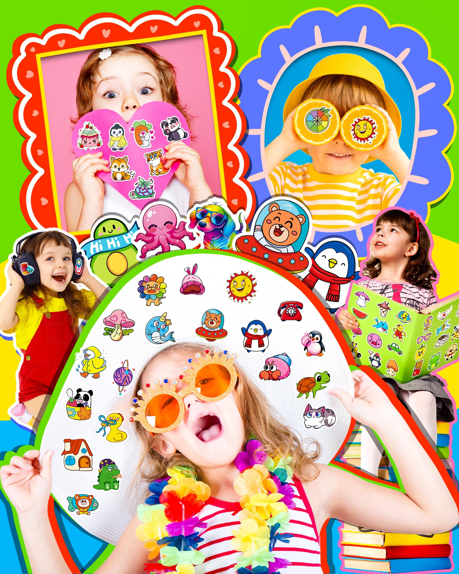 1000 Pcs Waterproof Vinyl Stickers for Kids & Adults - Colorful Bulk Sticker Pack for Water Bottles, Laptops, Scrapbooks | Perfect for School, DIY Crafts, Gifts & Personalization