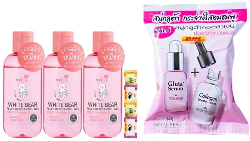 Royal Beauty Gluta Collagen Soap 60g - K-5903 Nami White Bear Feminine Cleansing Gel for Brightening & Skin Rejuvenation | DHL Express | Free Tomato Facial Mask Included | Perfect for Daily Skincare & Gift Giving