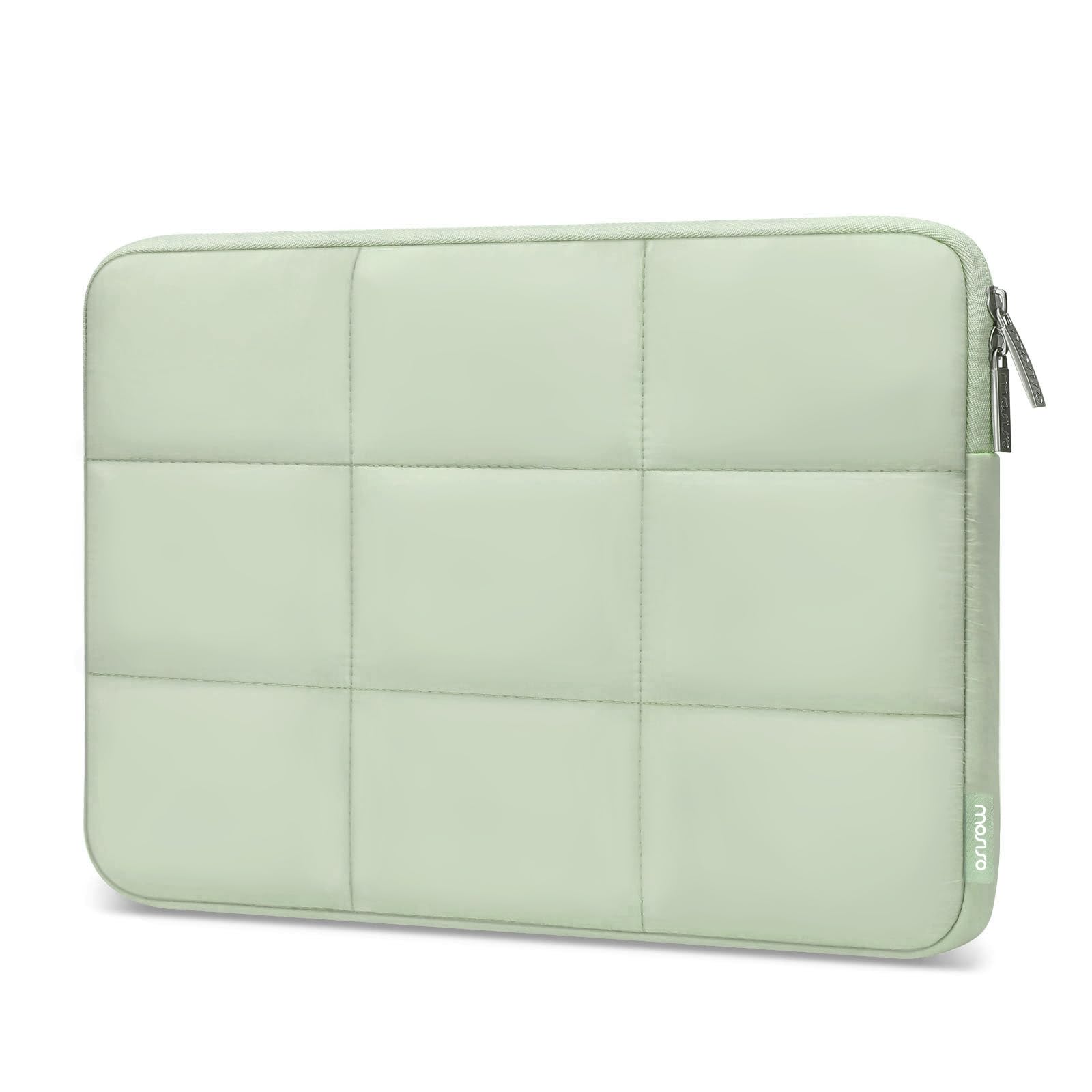 MOSISO 15-15.6 Inch Laptop Sleeve Case - Puffy Protective Cover Compatible with MacBook Pro 16 M4/M3/M2/M1, HP, Dell, ASUS, Lenovo Notebooks - Quilted Rectangle Puffer Computer Bag for Women & Men (Sage Green) - Perfect for Work, School, Travel & Daily Commute