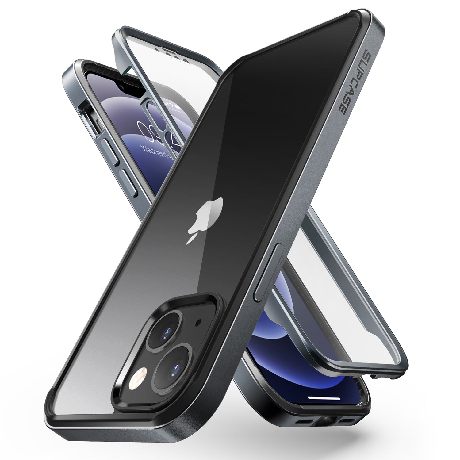 iPhone 13 6.1 Inch Case with Built-in Screen Protector - Unicorn Beetle Edge Shockproof Clear Black Protective Cover for Everyday Use, Work & Outdoor Activities