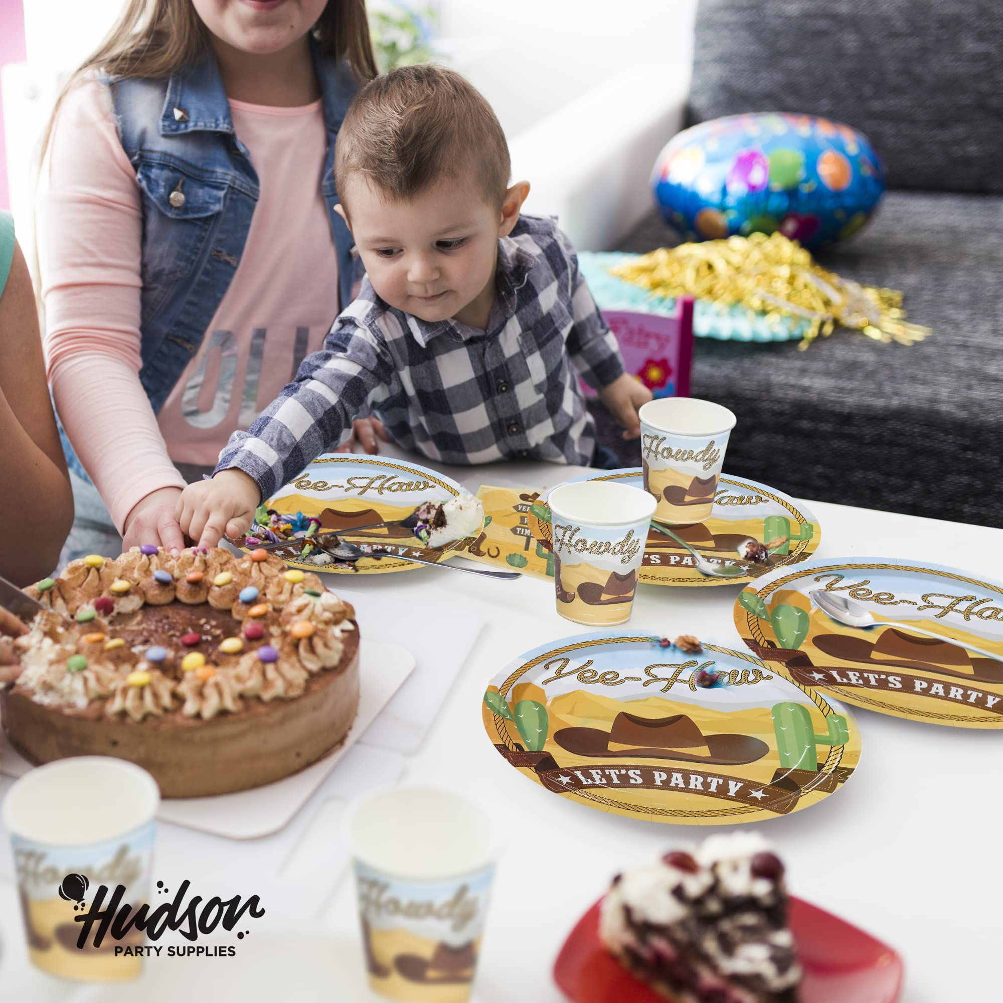 Western Birthday Party Supplies Set for 24 Guests - Cowboy & Cowgirl Themed Dinner Plates, Dessert Plates, Cups & Napkins - Rodeo Decorations for Kids, Boys & Girls Birthday Parties - Perfect for Wild West, Cowboy & Western Theme Parties
