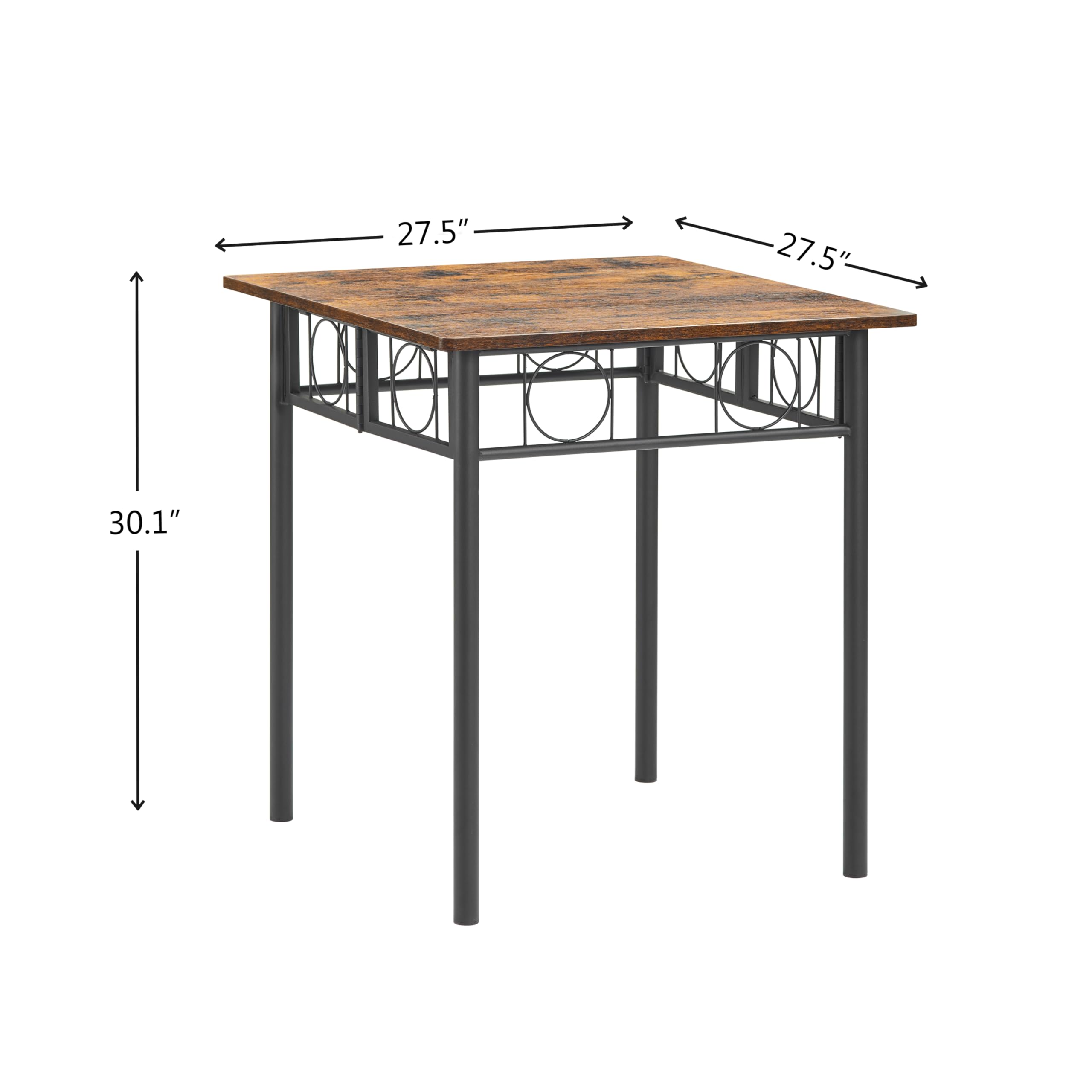JOIN IRON 4-Person Folding Dining Table with Removable Panels - No Assembly Required Space-Saving Kitchen Table with Metal Legs (Brown) - Perfect for Small Apartments, Dorms, and Compact Dining Areas
