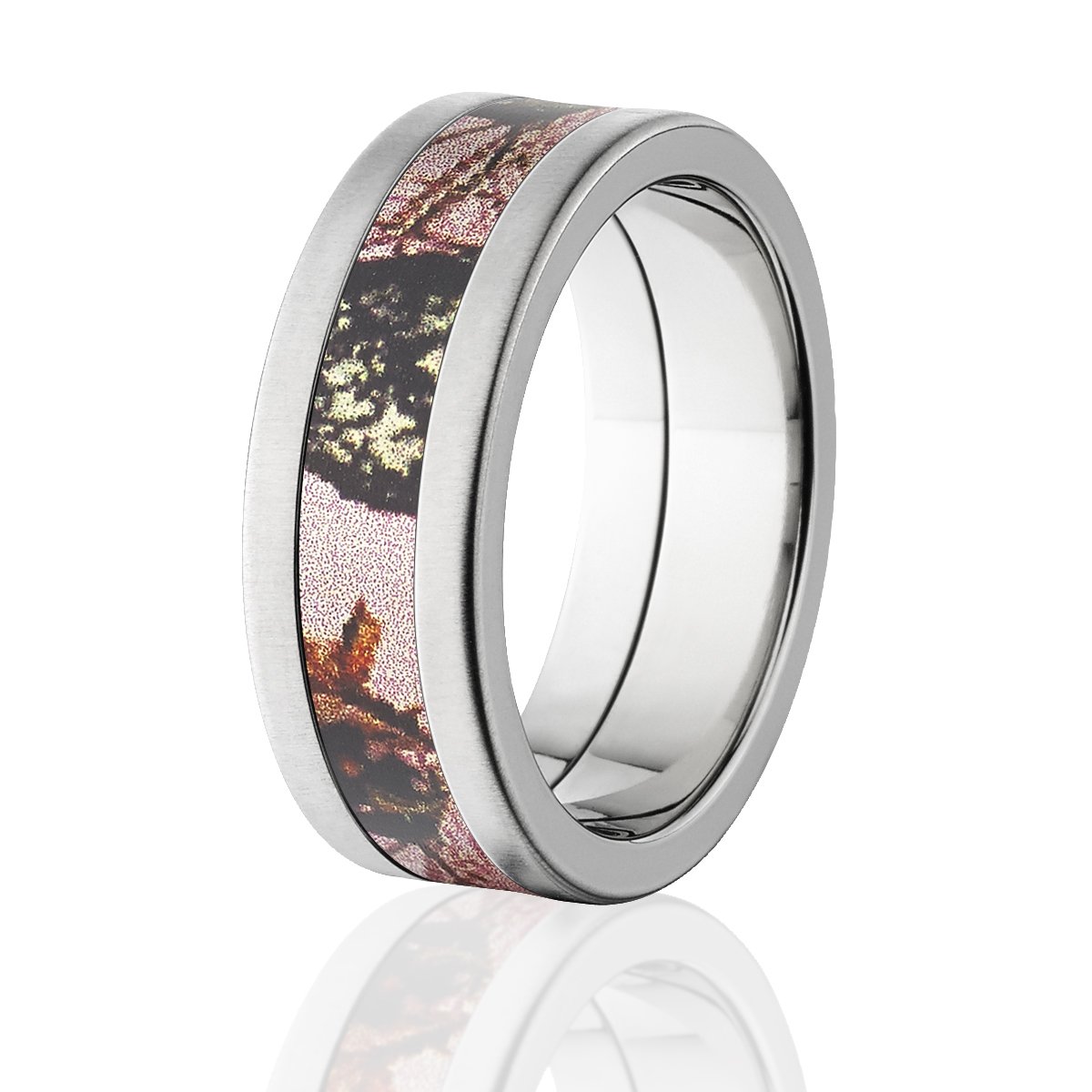 Pink Breakup Cross Brushed Finish Camo Rings - Camo Wedding Bands for Men & Women - Stylish Couple Matching Rings for Anniversary, Engagement, and Everyday Wear