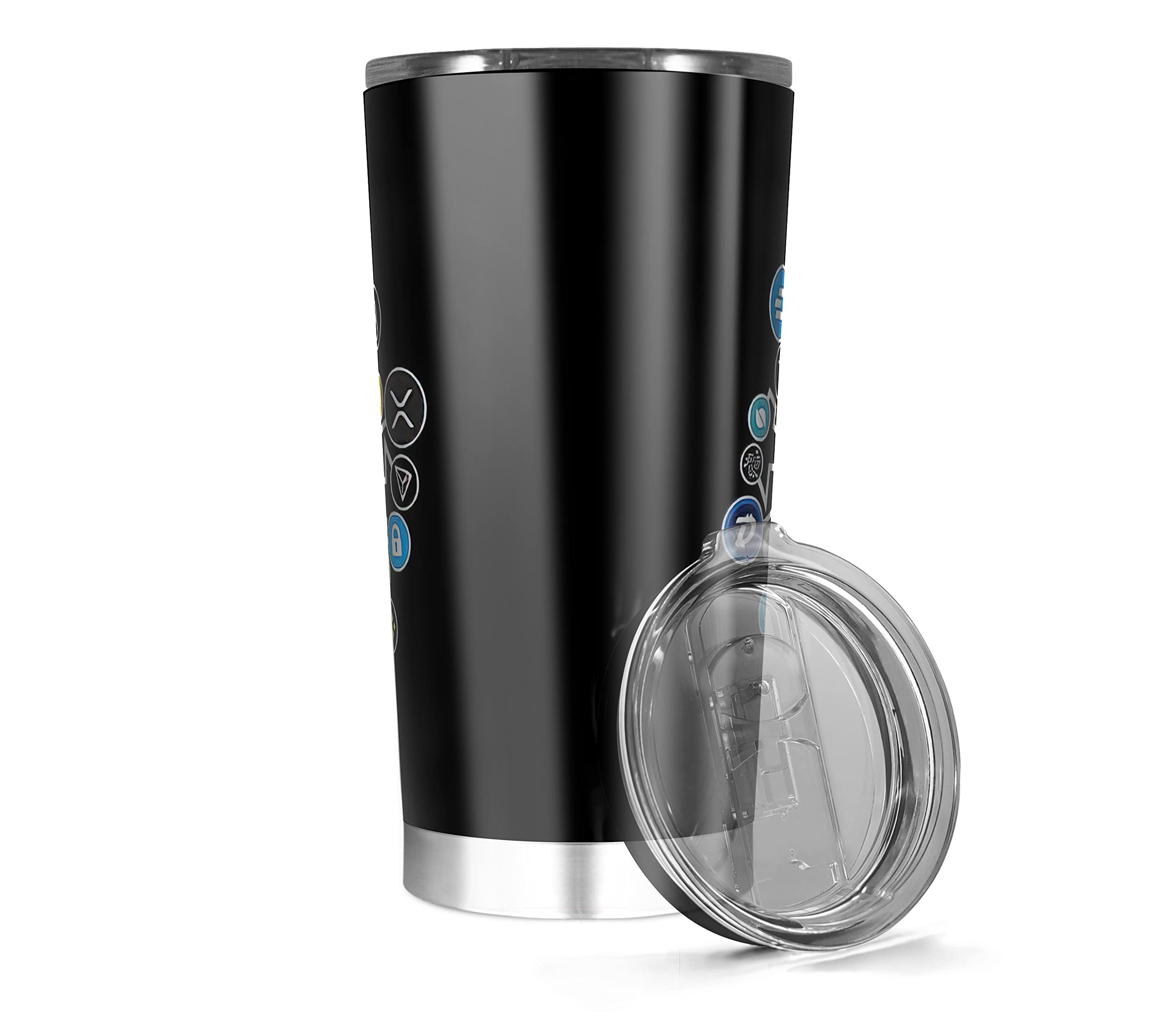Stainless Steel Insulated Tumbler - 20oz & 30oz Bitcoin & Crypto Themed Travel Mug for Hot Coffee, Iced Tea & Cold Water - Perfect Gift for Crypto Enthusiasts, Family & Friends (White) - Great for Office, Commuting & Outdoor Adventures