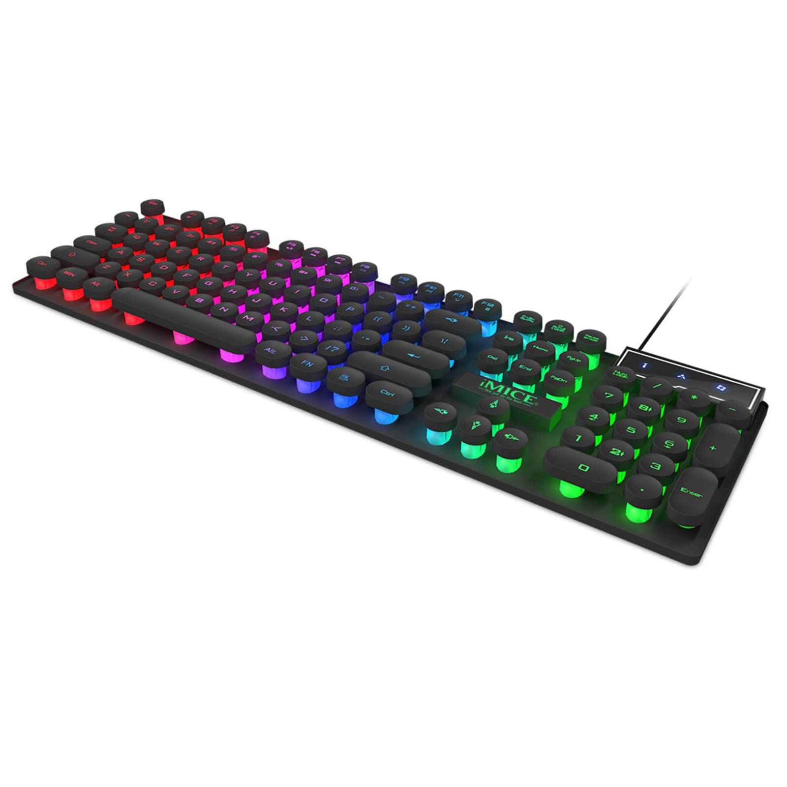 XB6 Wired Gaming Keyboard with LED Tricolor Backlight - 104 Keys Round Cap, Multimedia Control for PC - Perfect for Esports, Streaming & Office Work