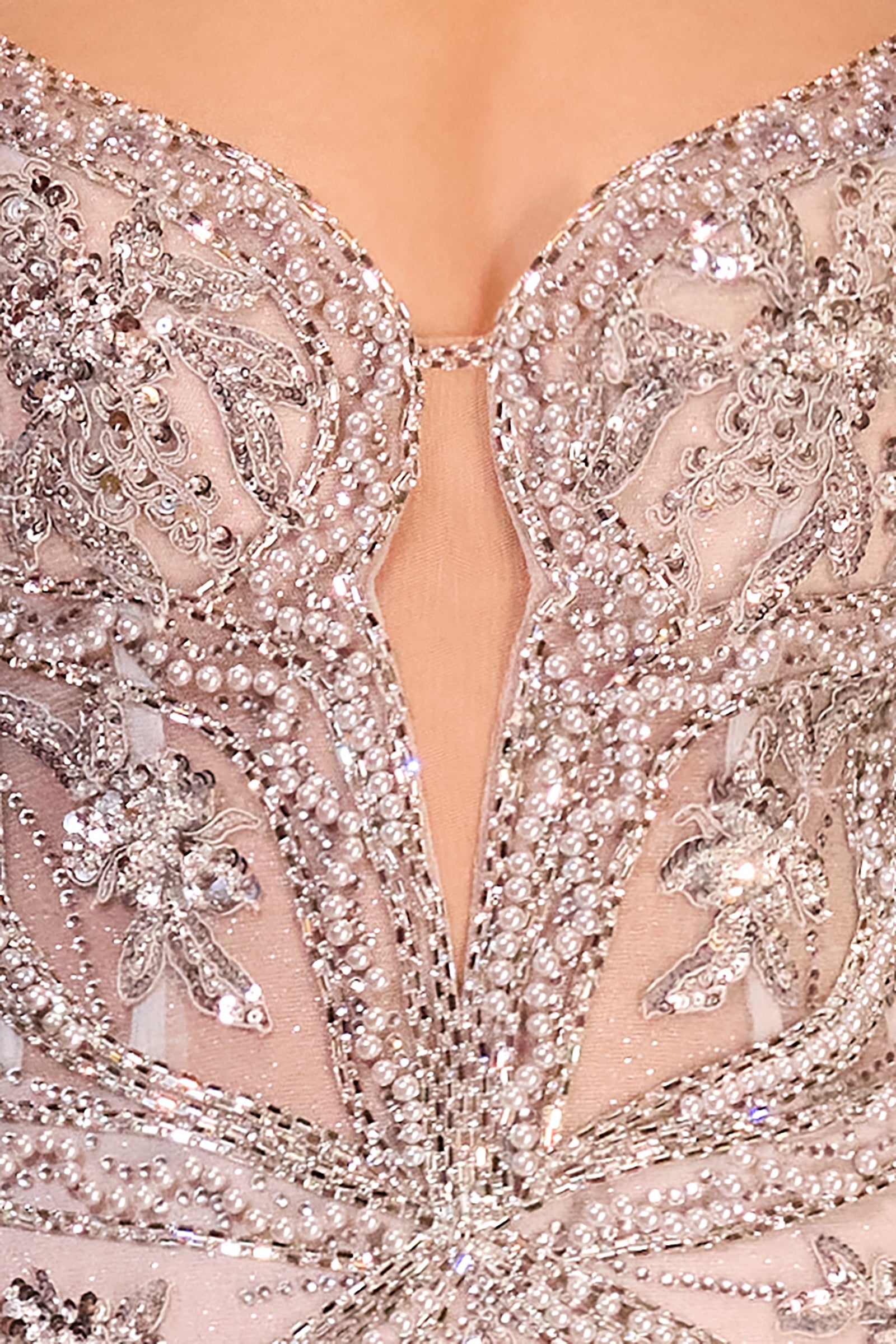 Elegant Corsica Gown with Pearl Embellishments - Fit & Flare Evening Dress for Prom, Wedding & Special Occasions