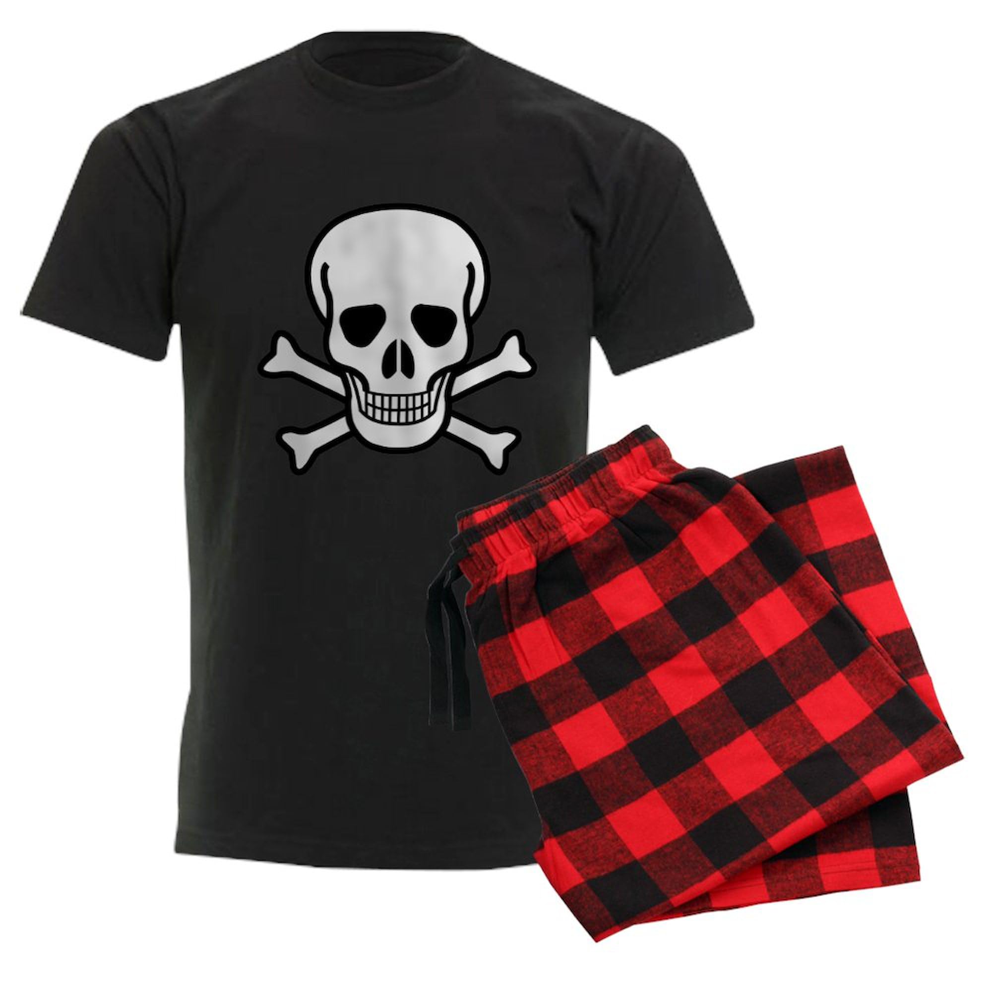 Skull and Crossbones Pajama Set for Men - Comfortable Novelty Sleepwear & Lounge PJS for Halloween, Pirate Theme Parties or Casual Home Wear