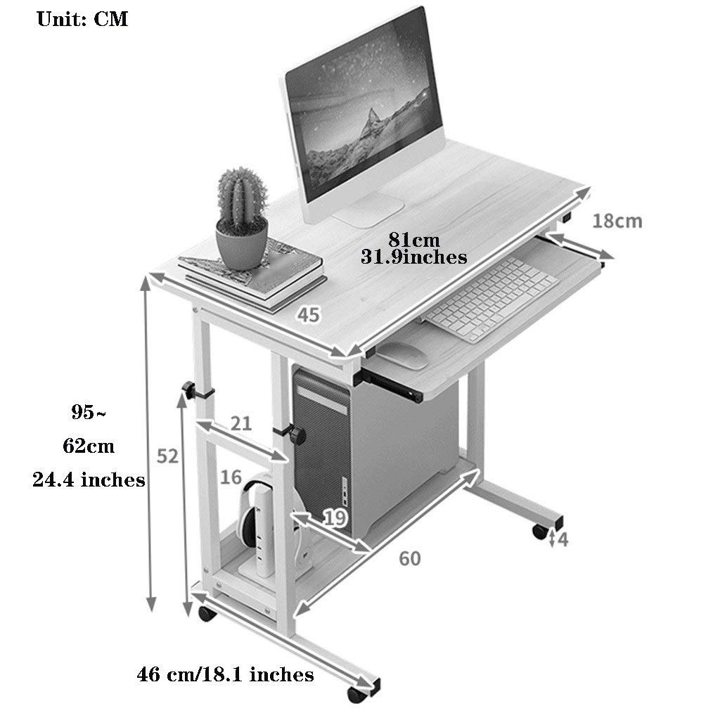 Modern Simple Style Computer Desk with Keyboard Tray - Adjustable Height Home Office Desk, Liftable Writing Table for Bedroom & Small Spaces (Black, 31.5