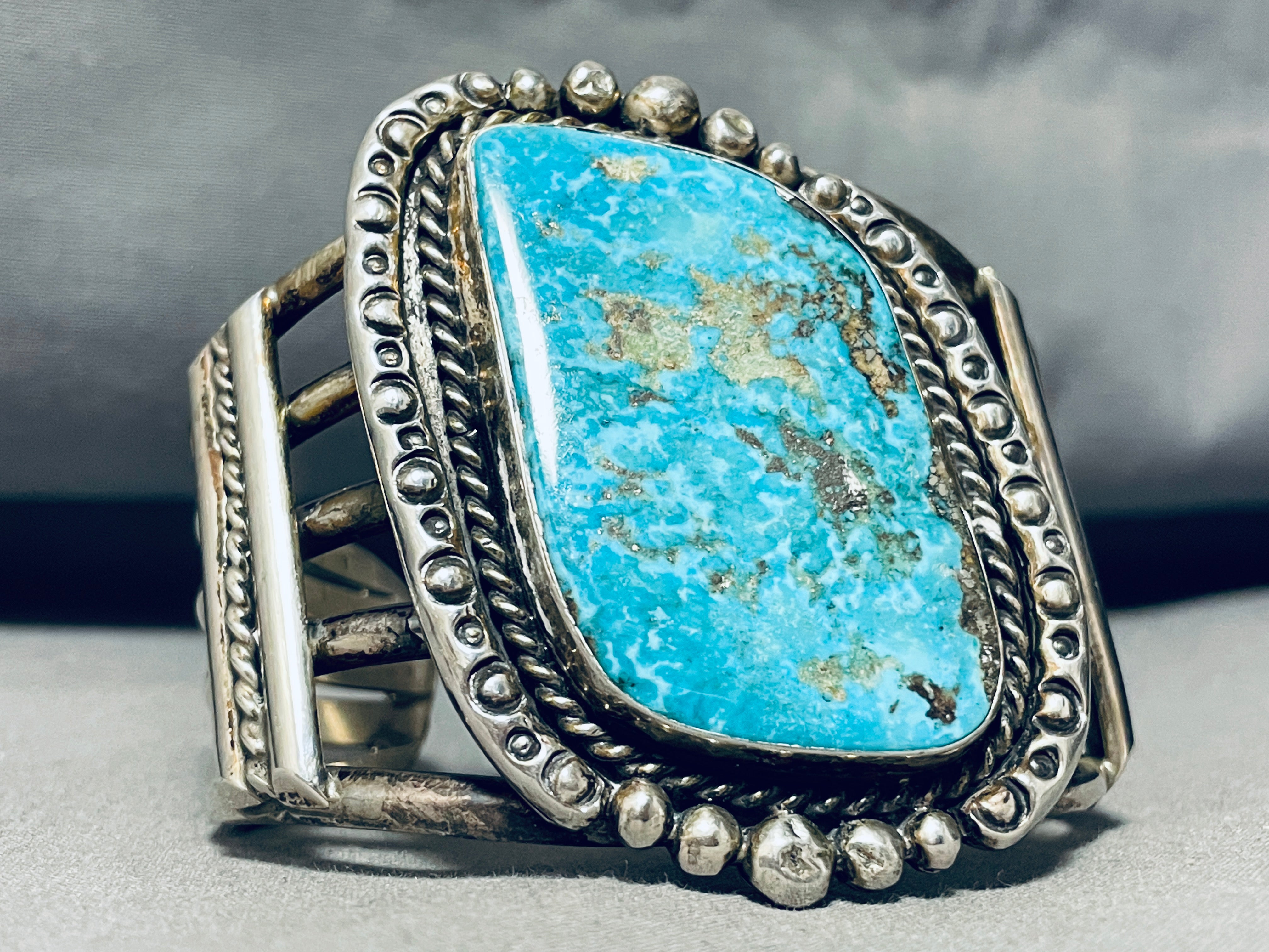 Authentic Navajo Sterling Silver Turquoise Bracelet - 106g Vintage Handmade Jewelry for Women - Perfect for Boho Fashion, Gift Giving & Special Occasions