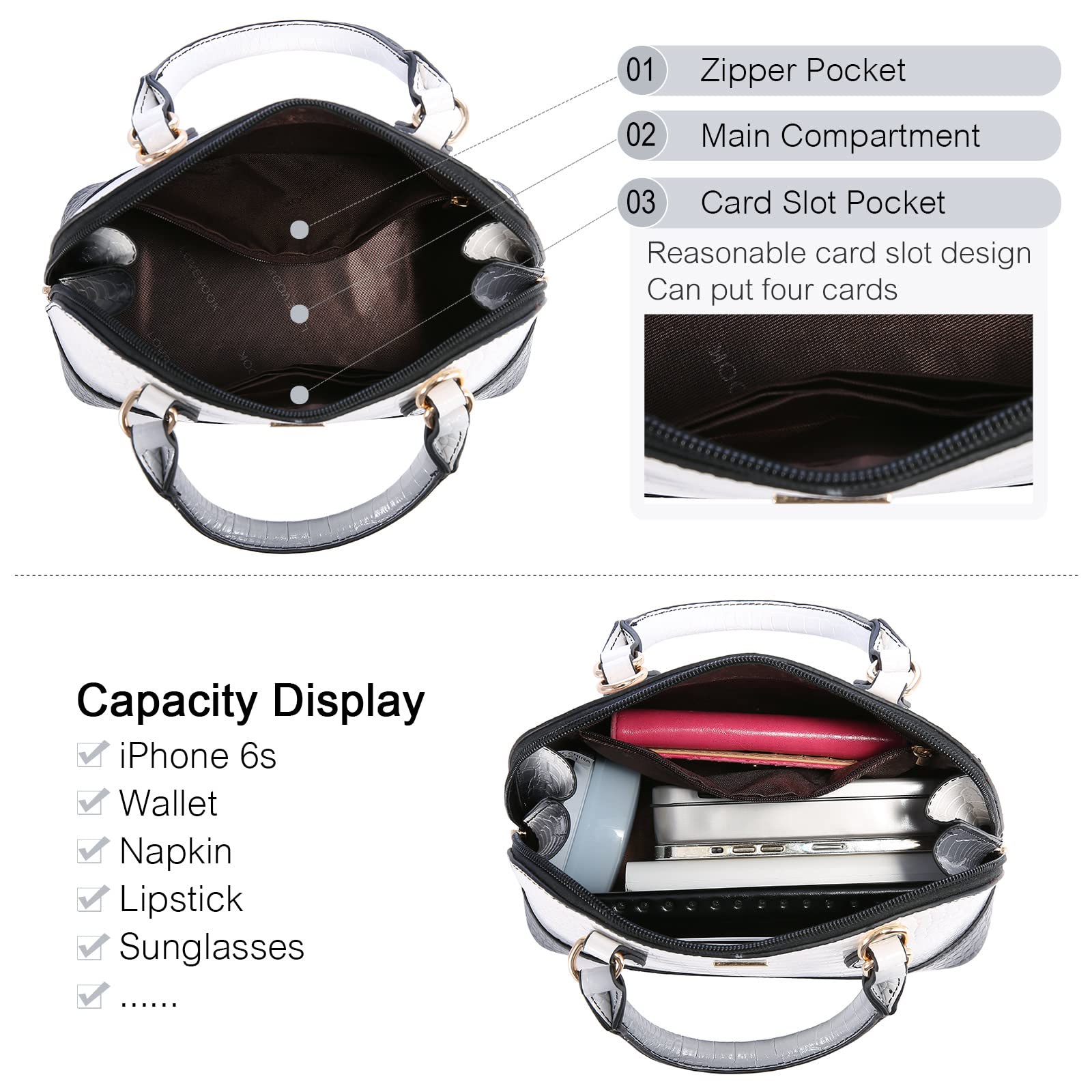 LOVEVOOK Women's Crossbody Bag - Small Dome Satchel with Double Zip for Daily Use