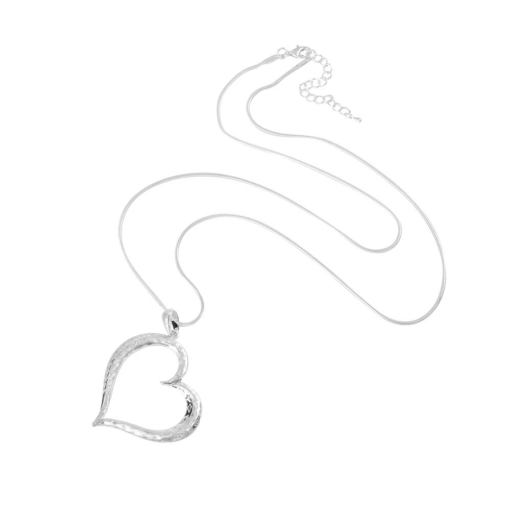 Women's Bohemian Heart Pendant Necklace - Layered Y Statement Chain in Silver & Gold | Perfect for Sweater Season & Gift Giving | Elegant Jewelry with Gift Box