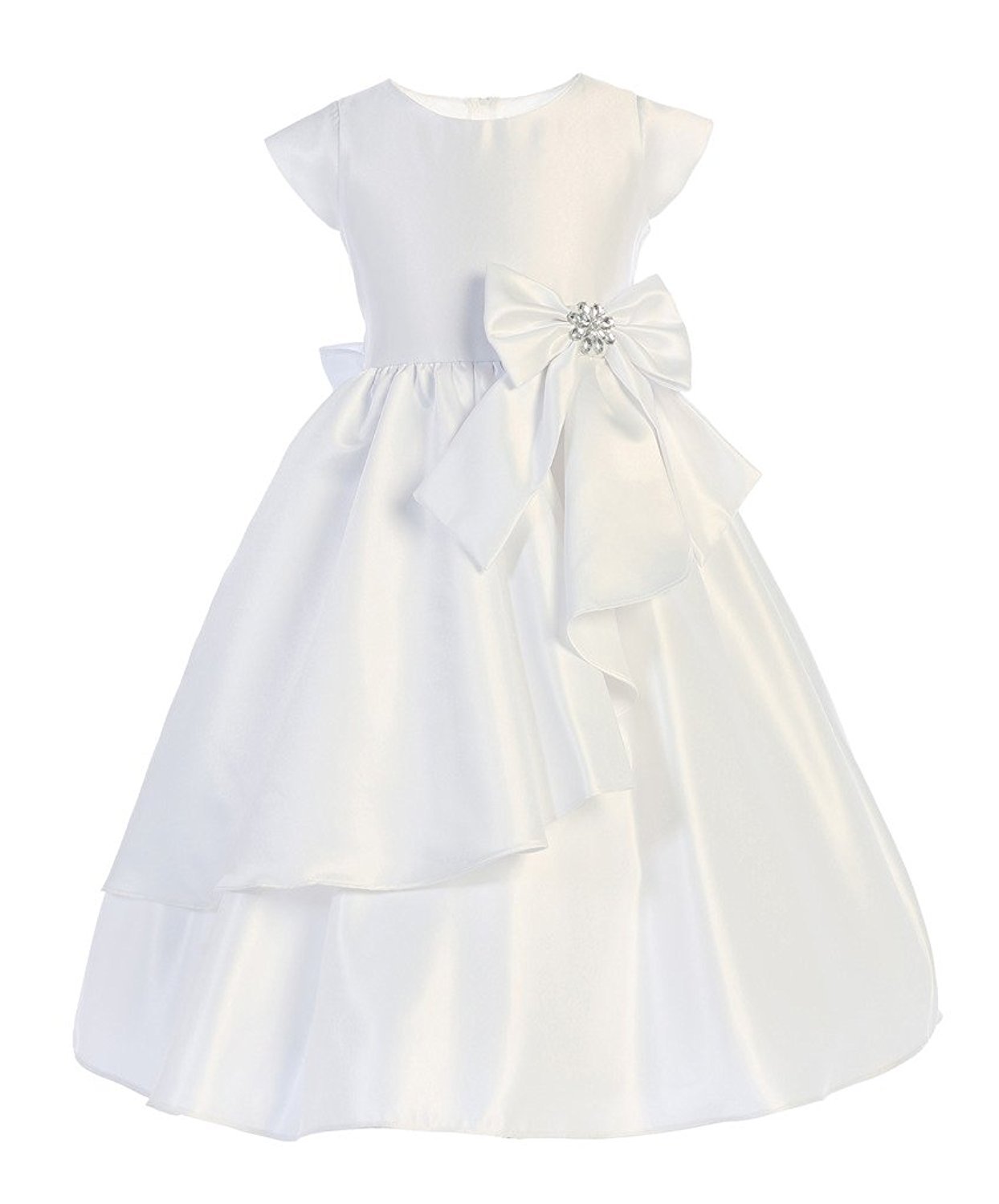 iGirlDress White Flower Girl Dress for First Communion, Pageant, Wedding & Birthday - Elegant Lace Gown for Special Occasions