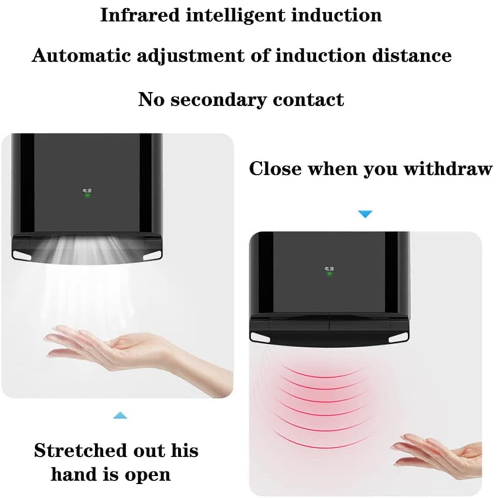 Automatic Commercial Hand Dryer - ABS Wall Mount Air Dryer with Filtration System for Toilets, Washrooms & WC - Gold Finish - Ideal for Hotels, Restaurants, and Public Restrooms