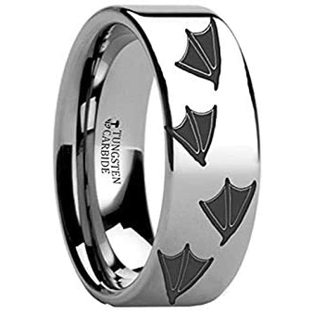 Thorsten Jewelry Animal Track Duck Print Engraved Flat Tungsten Ring - 8mm Wide Durable Wedding Band for Men, Hunting & Outdoor Enthusiasts