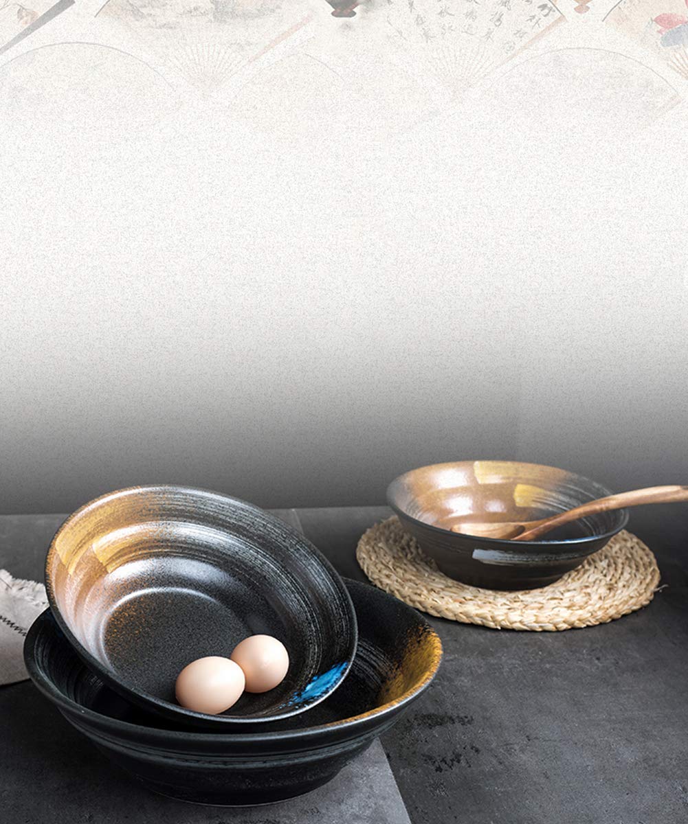 Modern Ceramic Salad Bowl - Ethnic Style Pasta & Soup Bowl Set - Large Serving Dish for Cereal, Pasta & Salads - Perfect for Family Dinners & Entertaining