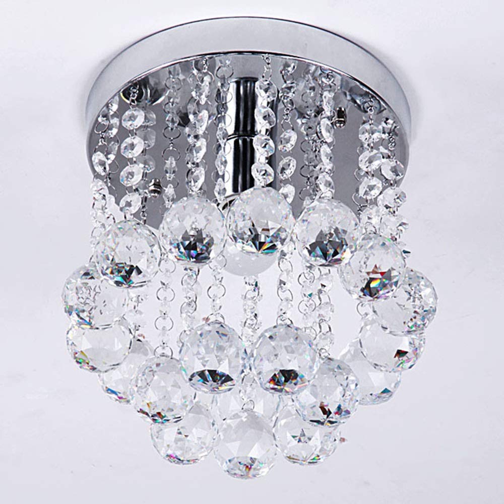 YANG1MN Modern LED Crystal Ceiling Light - 25x22.5cm Round Small Chandelier for Balcony, Aisle, Corridor & Porch Lighting - Energy-Efficient Home & Office Decoration