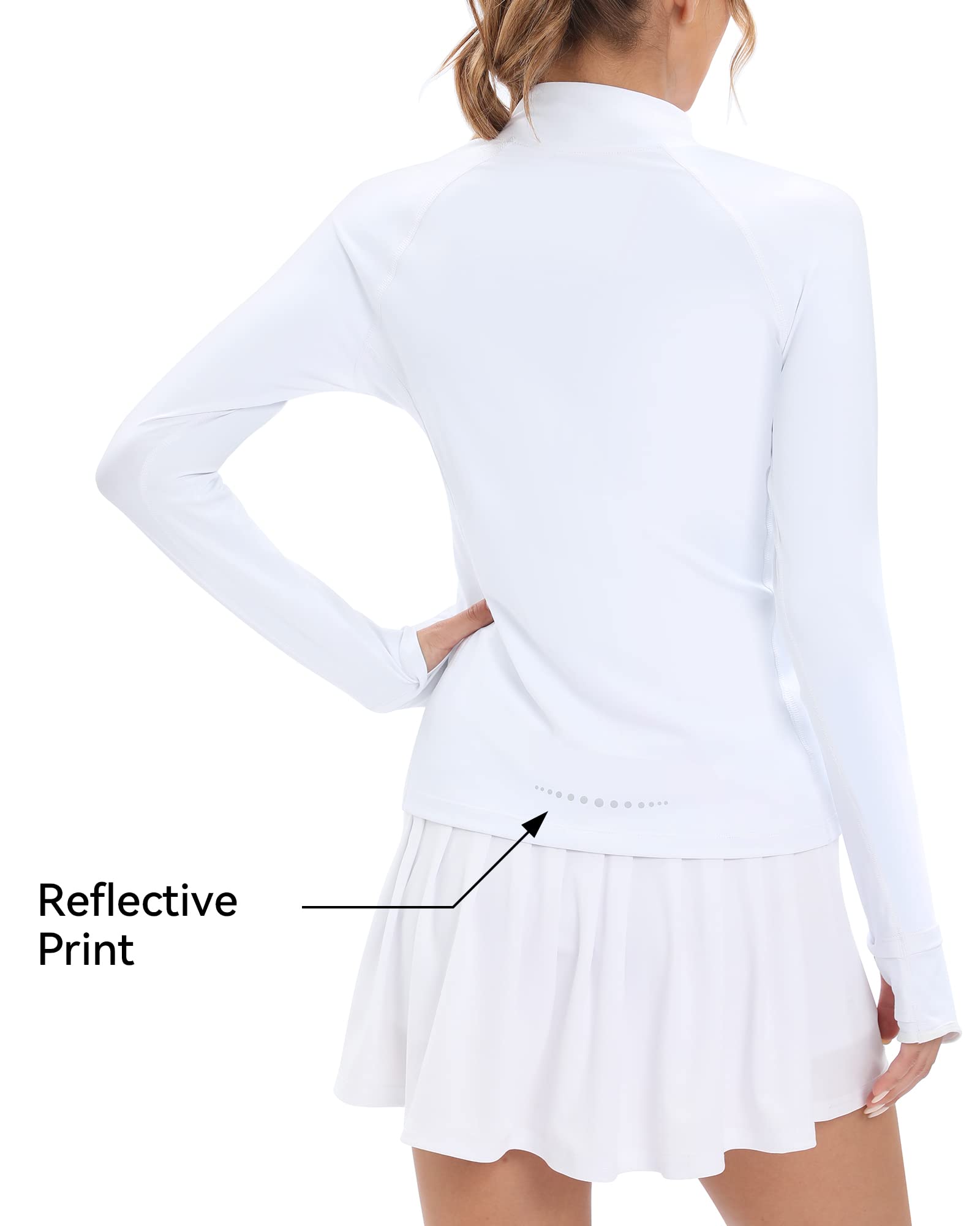 Runhit Women's Long Sleeve UPF 50+ Golf Shirt - Quick Dry Zip Pullover for Hiking, Tennis, Running & Workout - Sun Protection Activewear for Outdoor Sports & Gym Training