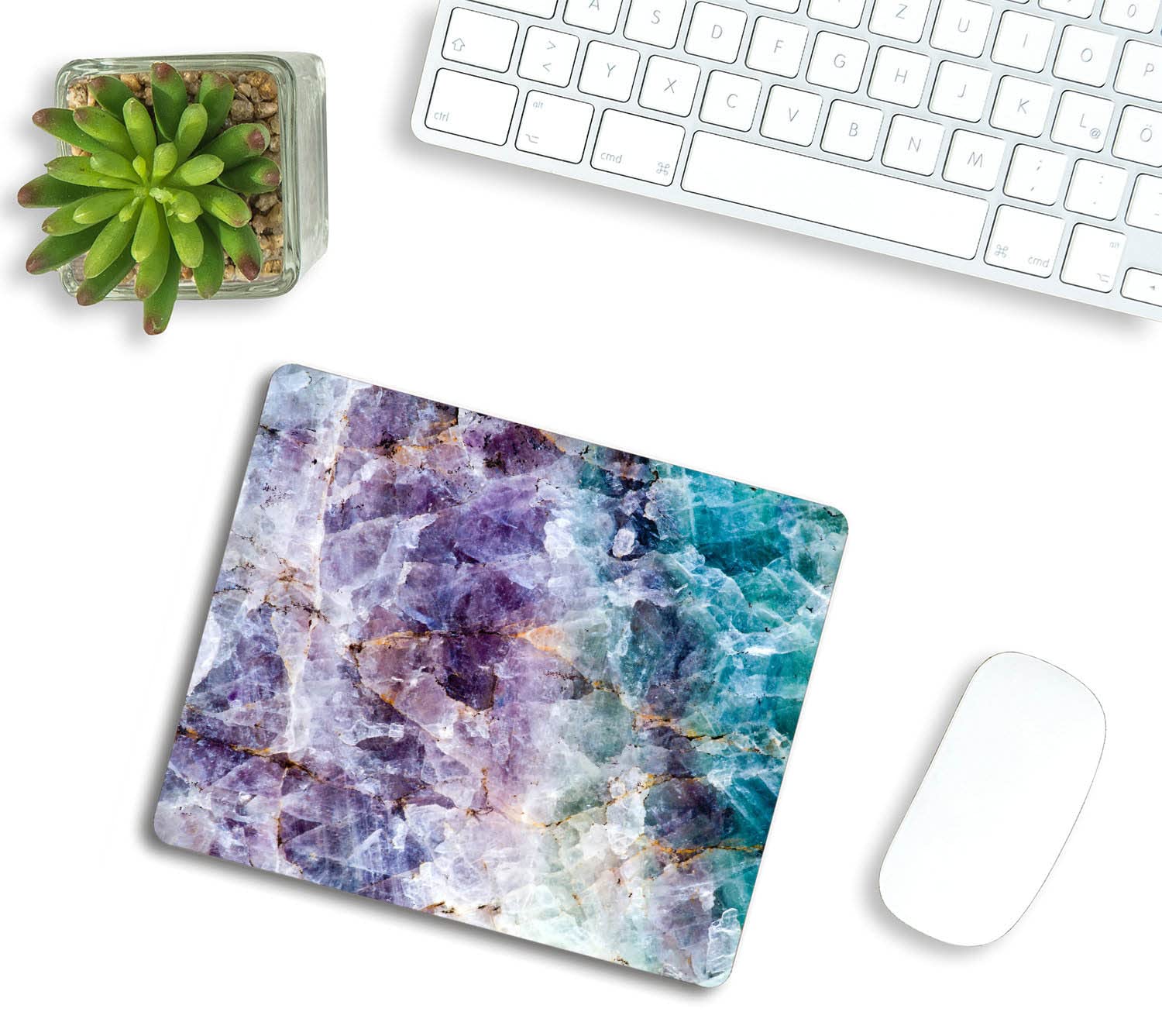 Premium Non-Slip Marble Mouse Pad - Purple Blue Teal Design, 9.5