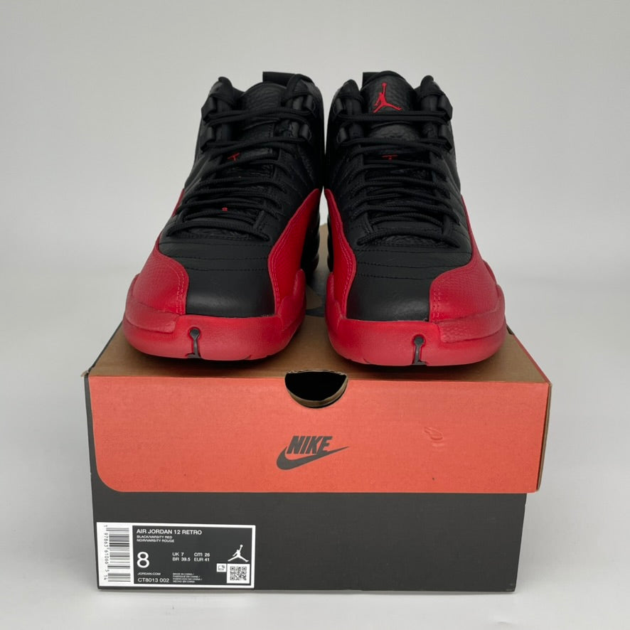 Original Air Jordan 12 Retro 'Flu Game' Basketball Shoes - Men's Size 8 (CT8013-002) - Black/Varsity Red for Court Performance & Streetwear Style