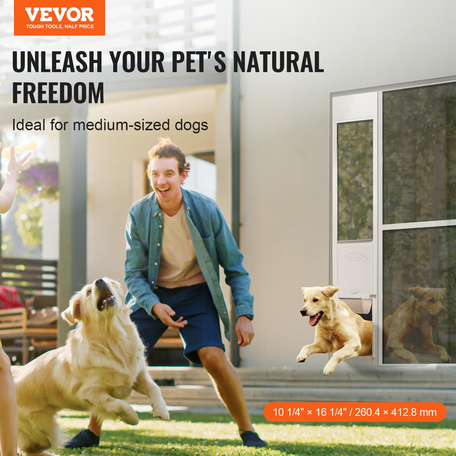 VEVOR Adjustable Pet Door for Sliding Glass Doors - 75 7/8