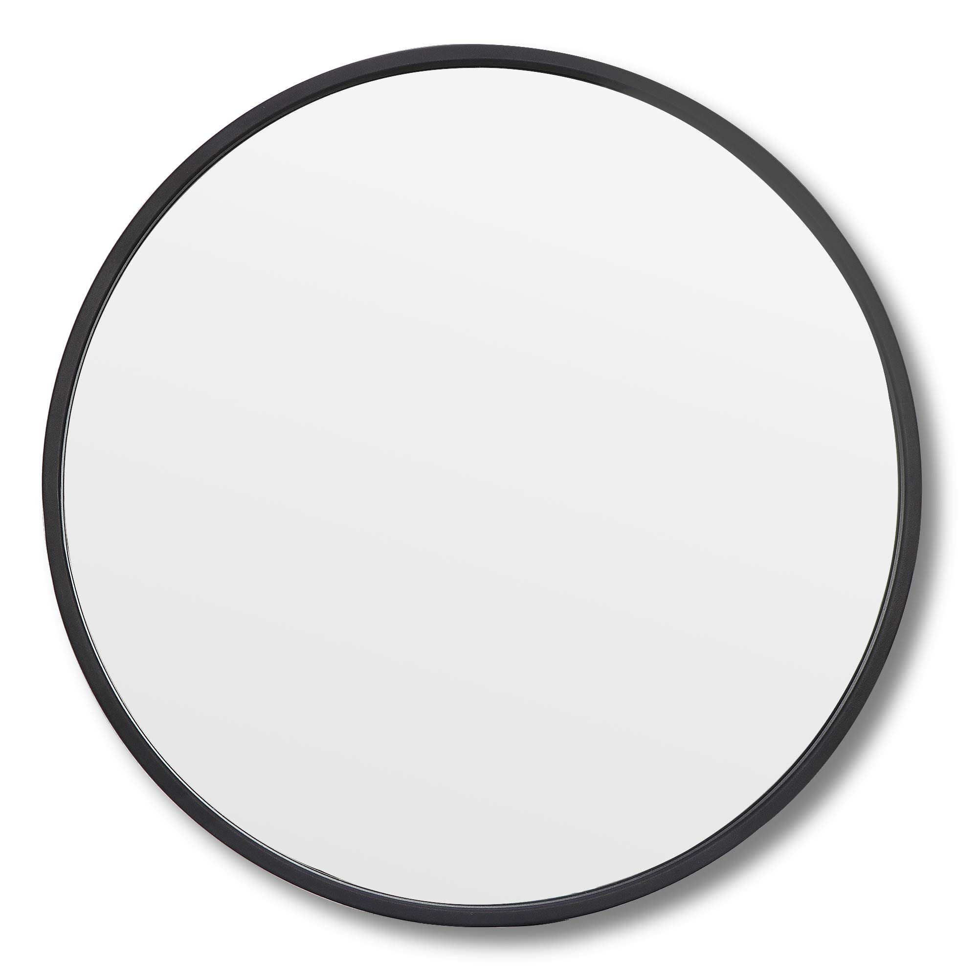 18 Inch Round Wall Mirror with Black Rubber Frame - Large Circle Vanity Mirror for Hallway, Entryway, Bedroom & Bathroom Decor | Perfect for Home, Office or Salon Use