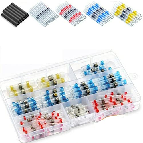 Sagargo 100 PCS Heat Shrink Butt Connectors - Waterproof Solder Seal Wire Connectors, Electrical Crimp Terminals for Automotive, Marine & DIY Projects - Secure & Durable Wire Splicing Solution