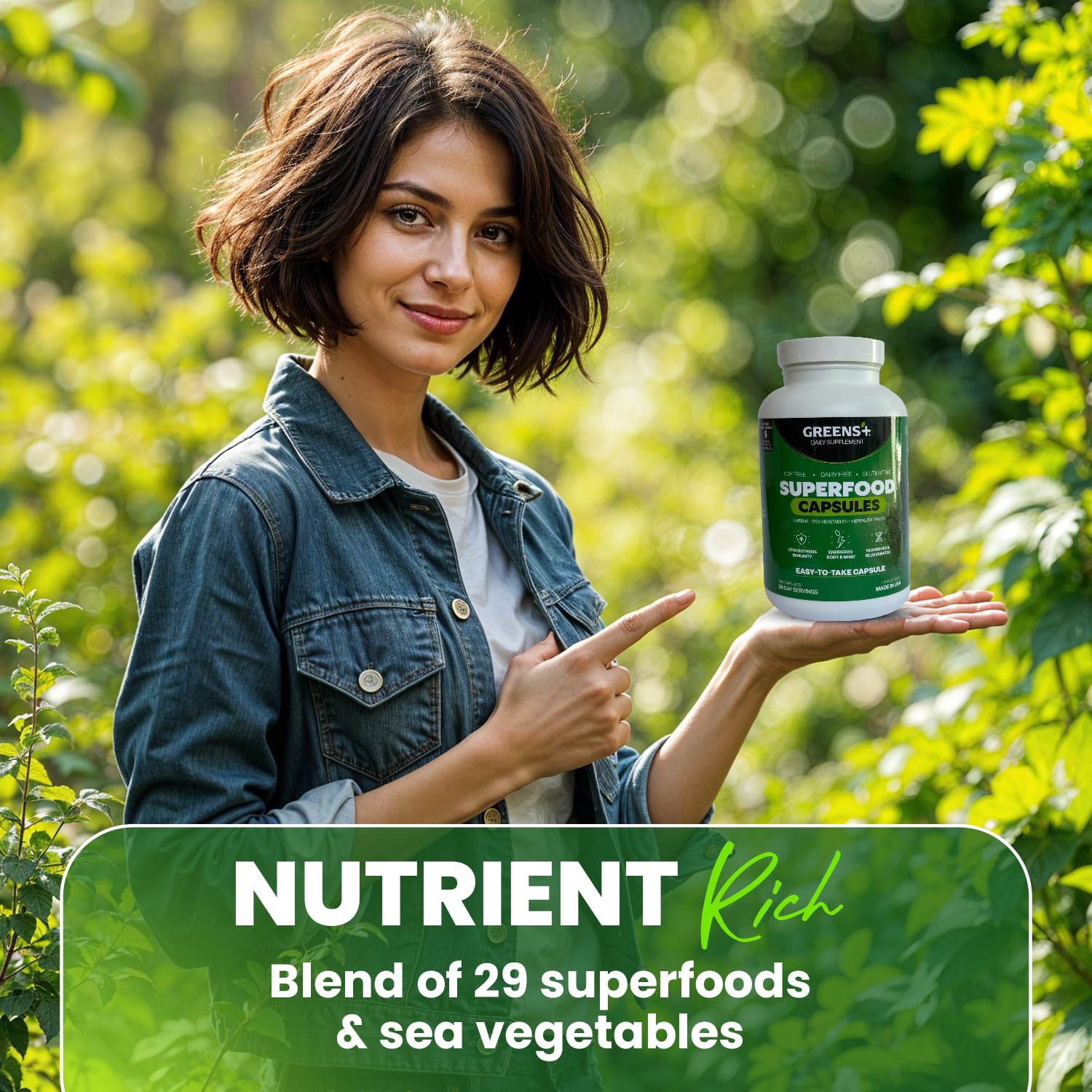 Organic Superfood Capsules - Greens+ with Spirulina, Chlorella, Alfalfa & Wheat Grass | Vegan, Non-GMO, Gluten-Free Multivitamin Supplement (240 Count) for Energy Boost, Detox & Immune Support - Perfect for Active Lifestyles & Daily Wellness