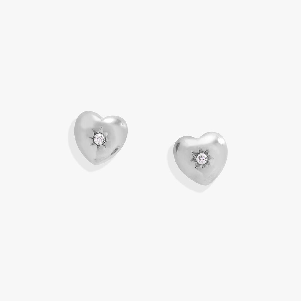 Crystal Puffy Heart Mini Stud Earrings for Women - Sparkling Cubic Zirconia Dainty Jewelry Gift for Valentine's Day, Anniversary & Everyday Wear