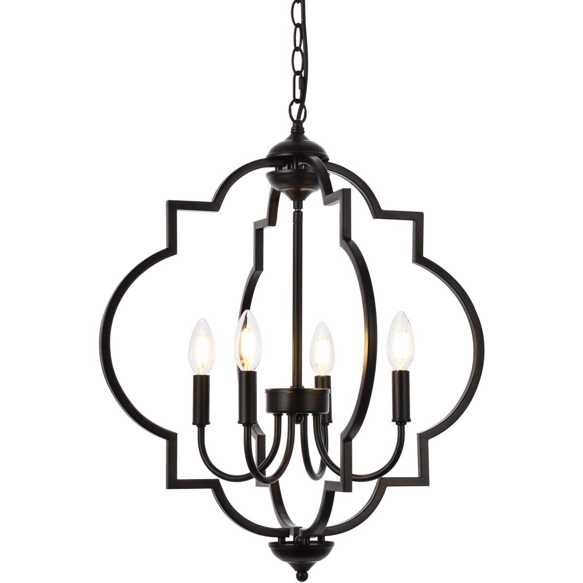 Black Modern 4-Light Sandara Pendant - Indoor Ceiling Lighting Fixture for Dining Room, Kitchen, or Living Room Decor