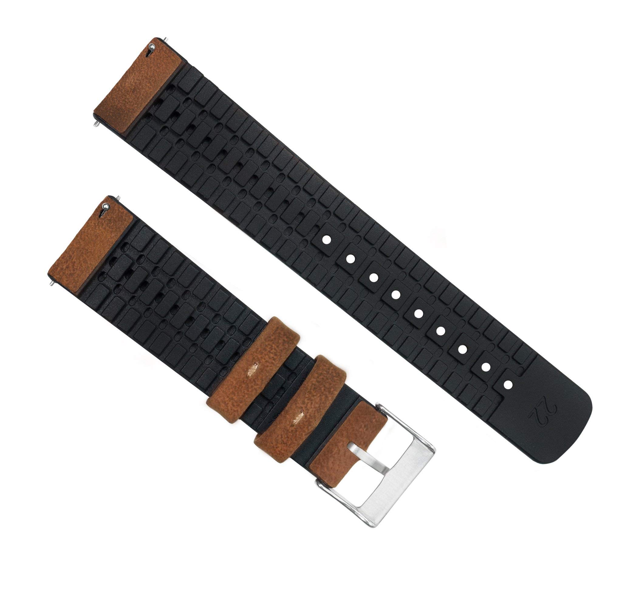 BARTON Leather Rubber Hybrid Watch Straps - Quick Release 18-22mm for Men & Women - Office & Outdoor Use