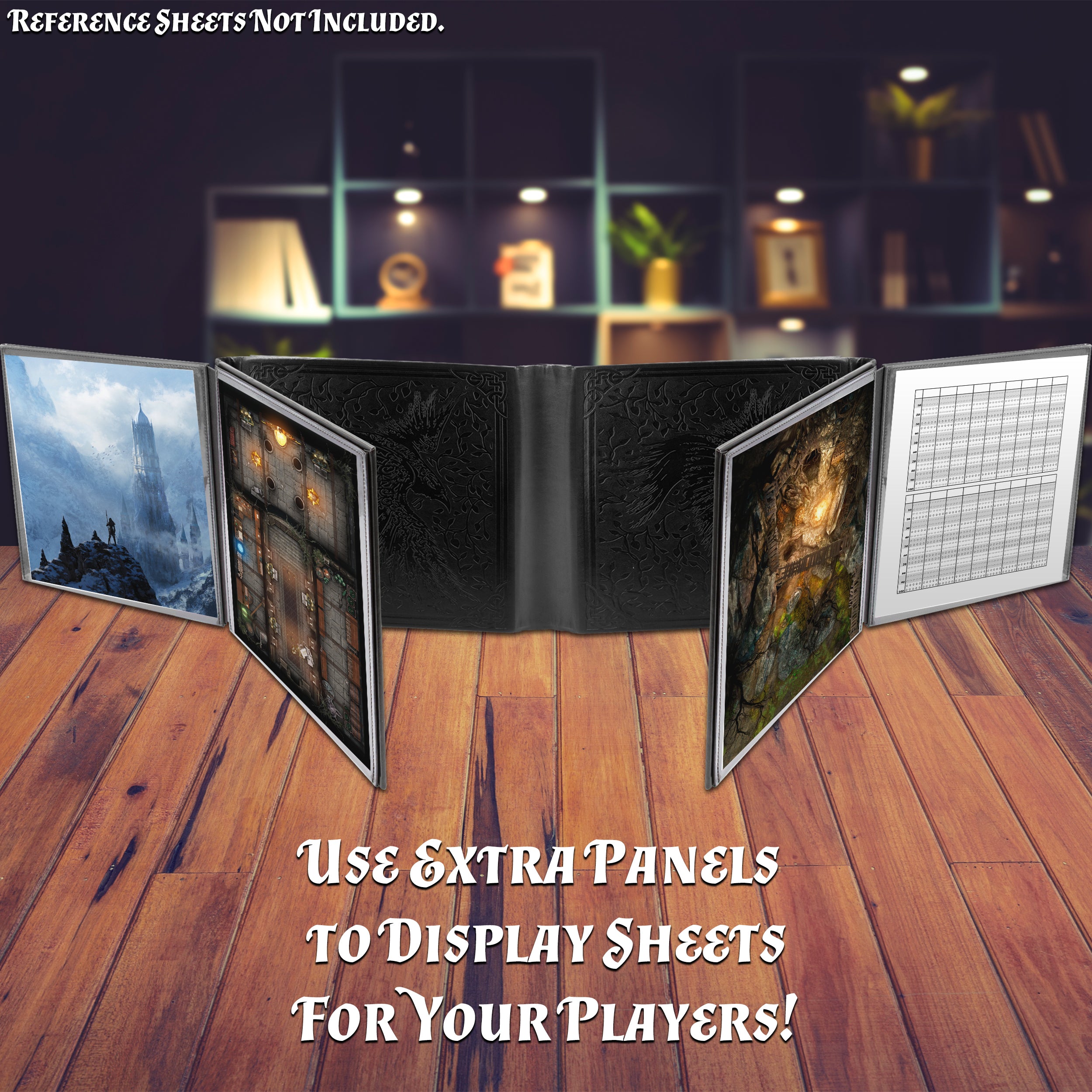 Premium Faux Leather 12-Panel Deluxe DM Screen for D&D & RPG Games - Foldable Game Master Screen with 4 Swing-Out Panels - Perfect for Tabletop Roleplaying, Dungeon Masters & Game Sessions (Inserts Not Included)