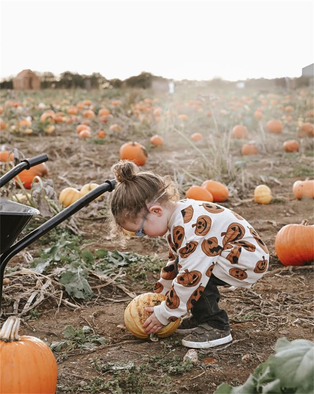 Adorable Halloween Pumpkin Sweatshirt & Bubble Romper Outfit for Toddler Boys & Girls - Cozy Fall Costume for Trick-or-Treating & Photo Shoots