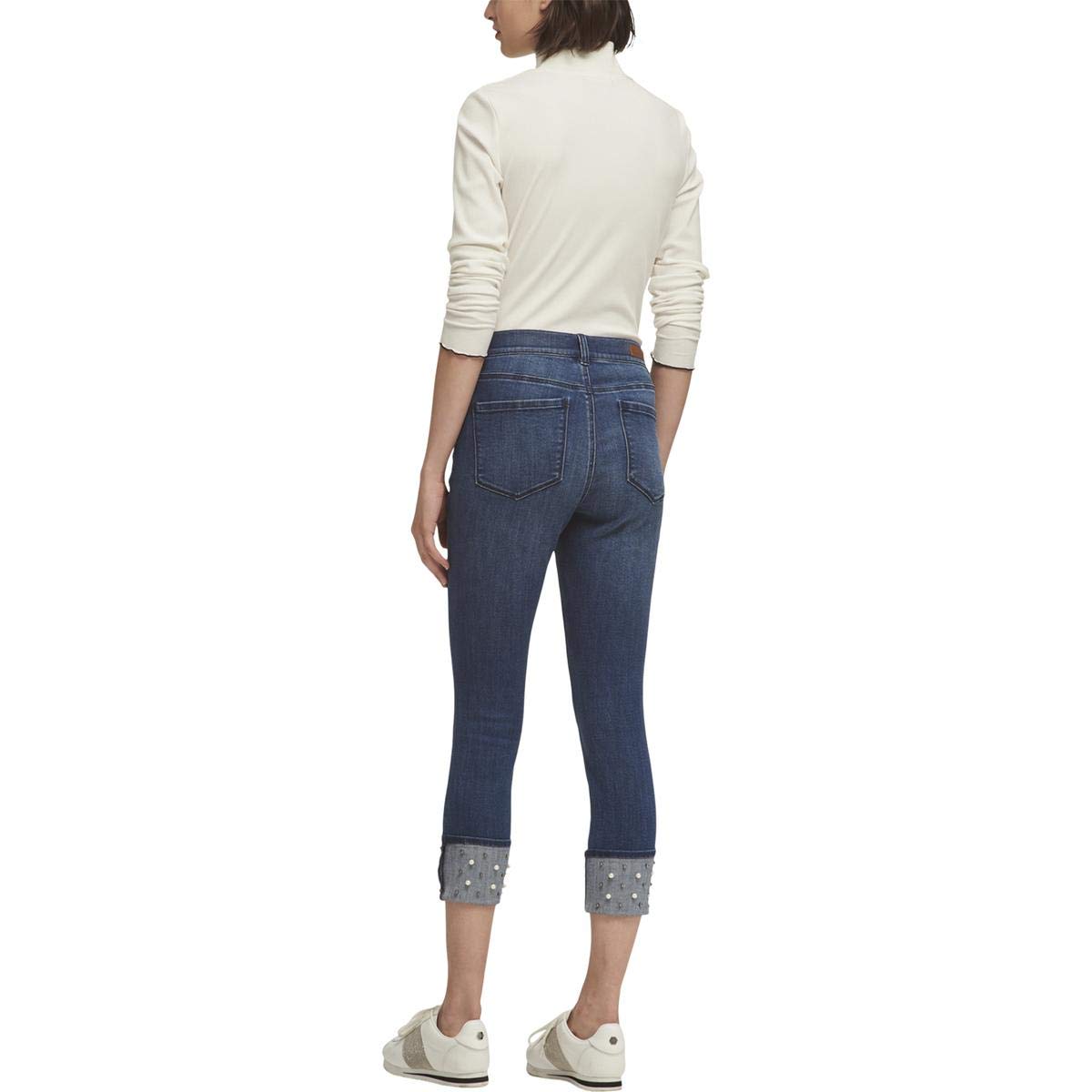 DKNY Women's Beaded Skinny Fit Jeans - Trendy Stretch Denim Pants with Embellished Details for Casual Outfits & Night Out