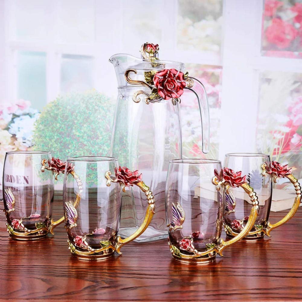 Blue Rose Glass Teapot 1300ml - Heat Resistant for Hot & Cold Drinks, Perfect for Tea, Coffee & Infusions - Ideal for Home, Office & Gift Giving