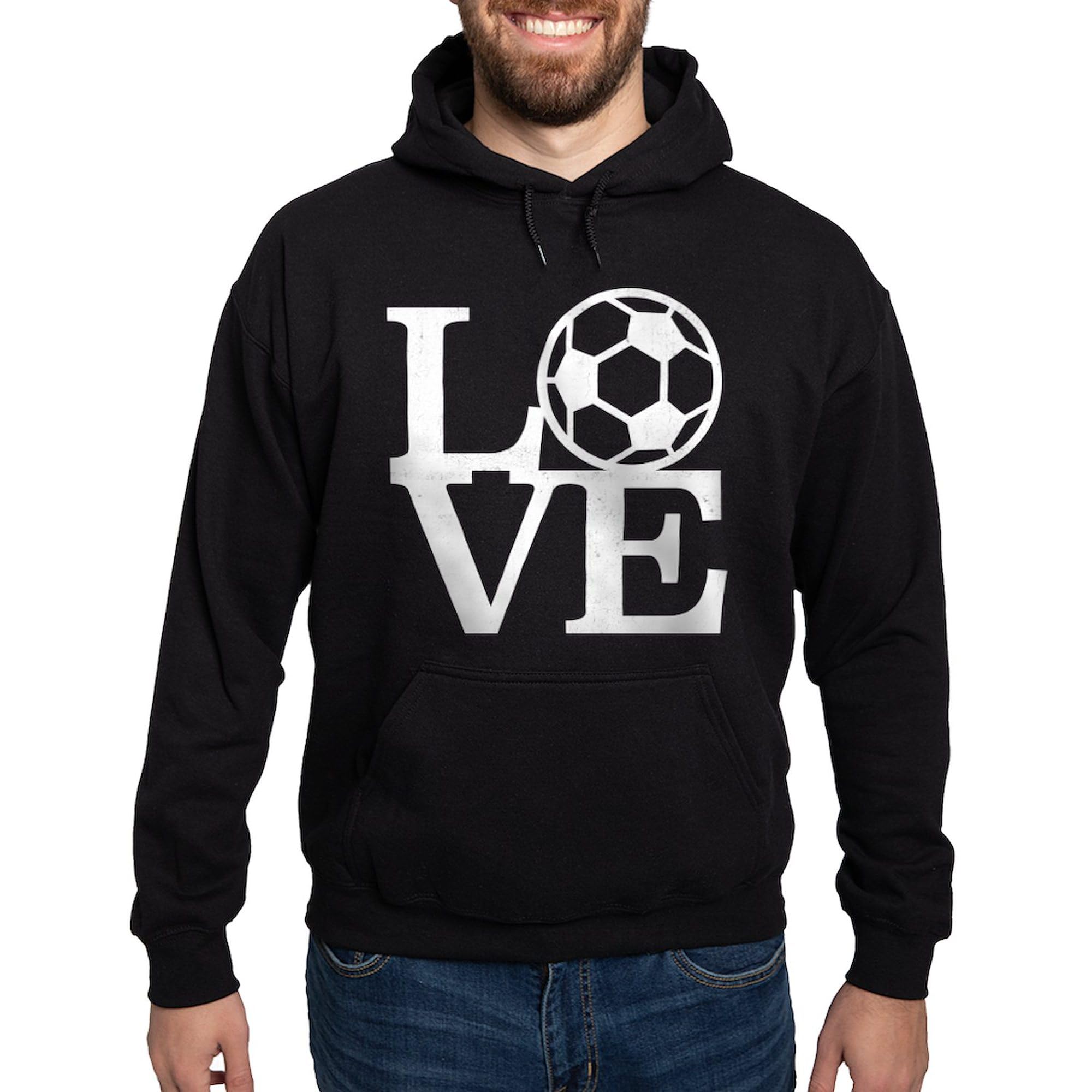Men's Love Soccer Hoodie - Dark Regular Fit Pullover Sweatshirt for Soccer Fans | Casual Wear & Game Day Outfits