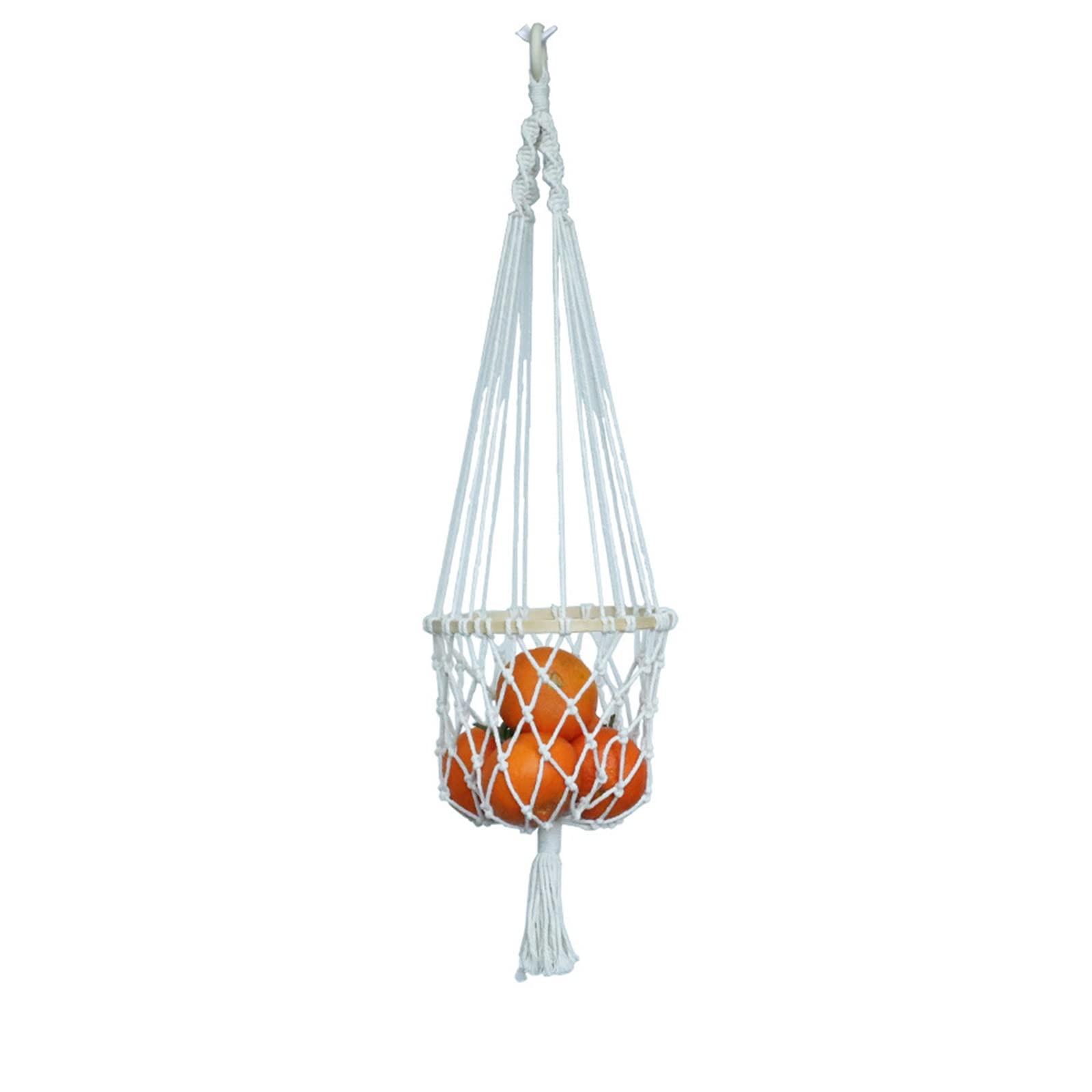 Hanging Fruit Basket - Wall Mounted Kitchen Storage Organizer for Fruits & Vegetables - Durable Produce Hammock - Perfect for Kitchen, Pantry, or Dining Room Decor (Color: Bianco, Size: Small)