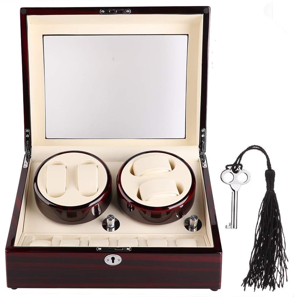 TMISHION 4+6 Watch Winder Box - Automatic Electric Motorized Wristwatch Display Case with PU Leather for Mechanical & Automatic Watches - Perfect for Watch Collections, Display & Storage in Home or Office