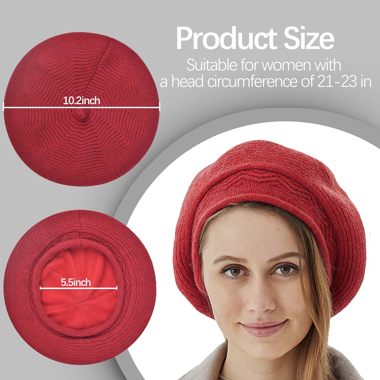 Women's French Style Beret Hat - Winter Warm Wool Lining Knit Beanie Cap for Fashion & Cold Weather | Perfect for Fall, Winter Outfits & Holiday Travel