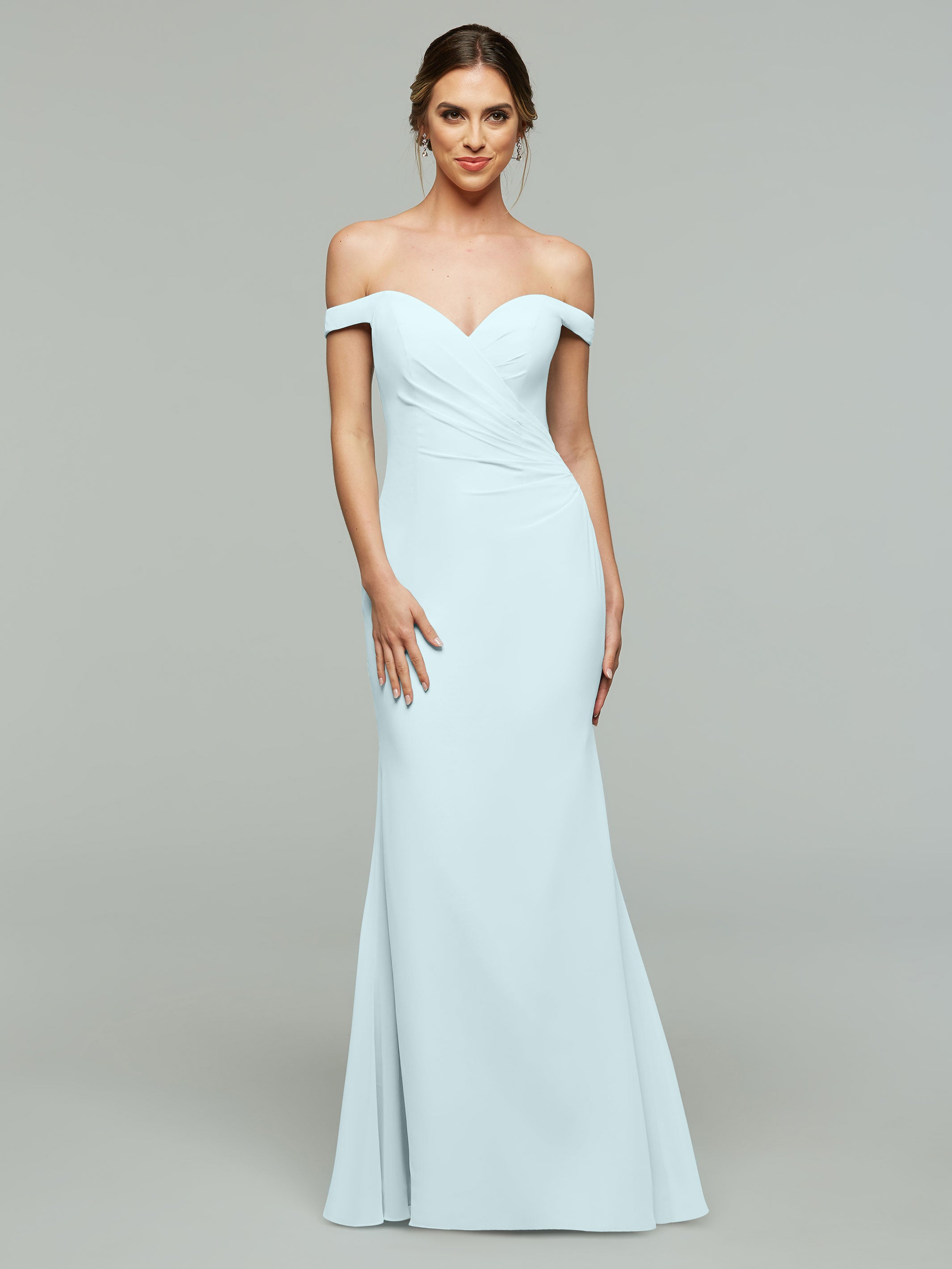 Elegant Off-the-Shoulder Chiffon Bridesmaid Dress with Fit & Flare Silhouette | Perfect for Weddings, Prom & Formal Events
