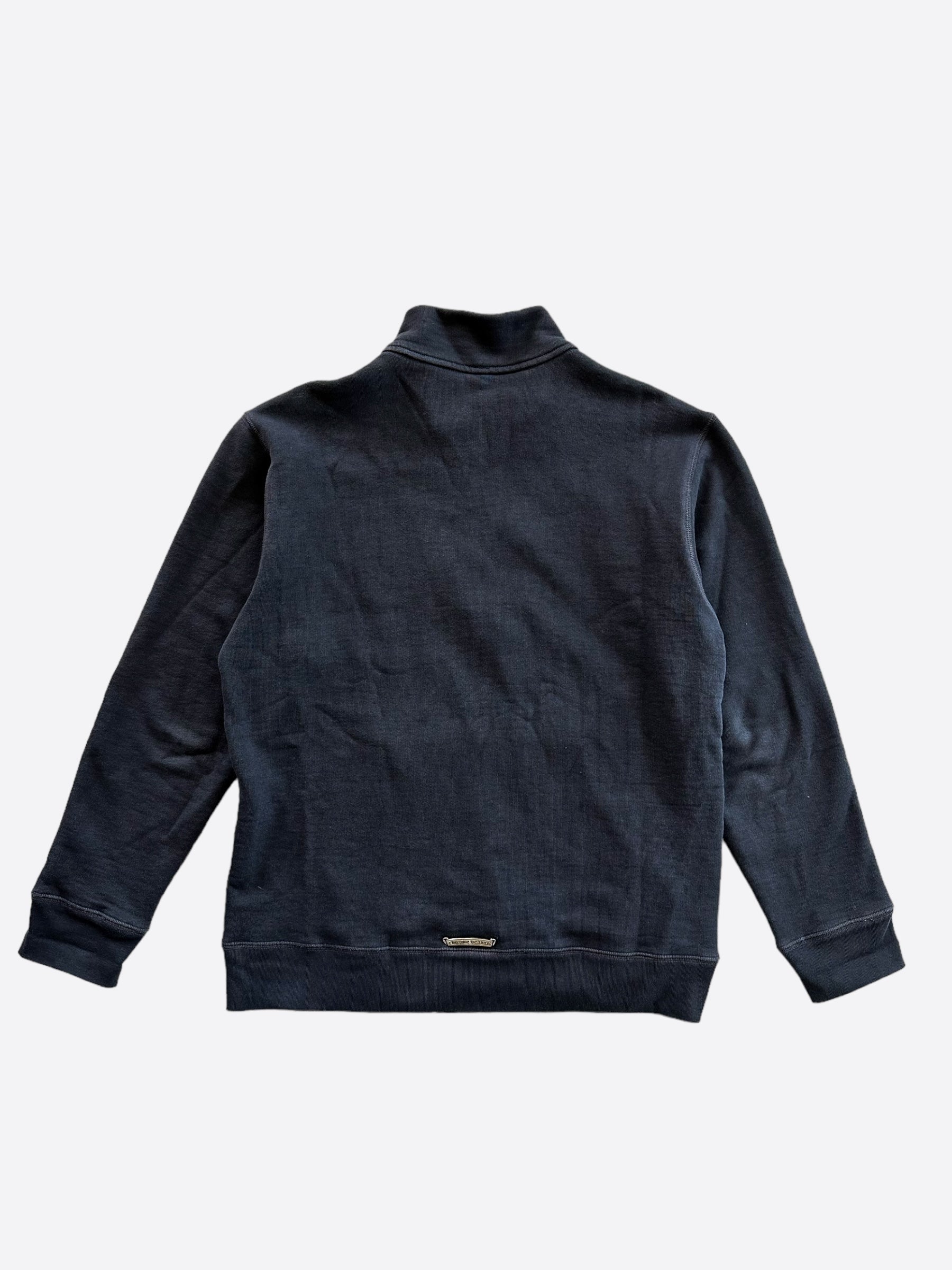 Chrome Hearts Navy & Red Triple Cross Quarter Zip Sweater for Men - Stylish Casual Pullover for Everyday Wear & Street Fashion