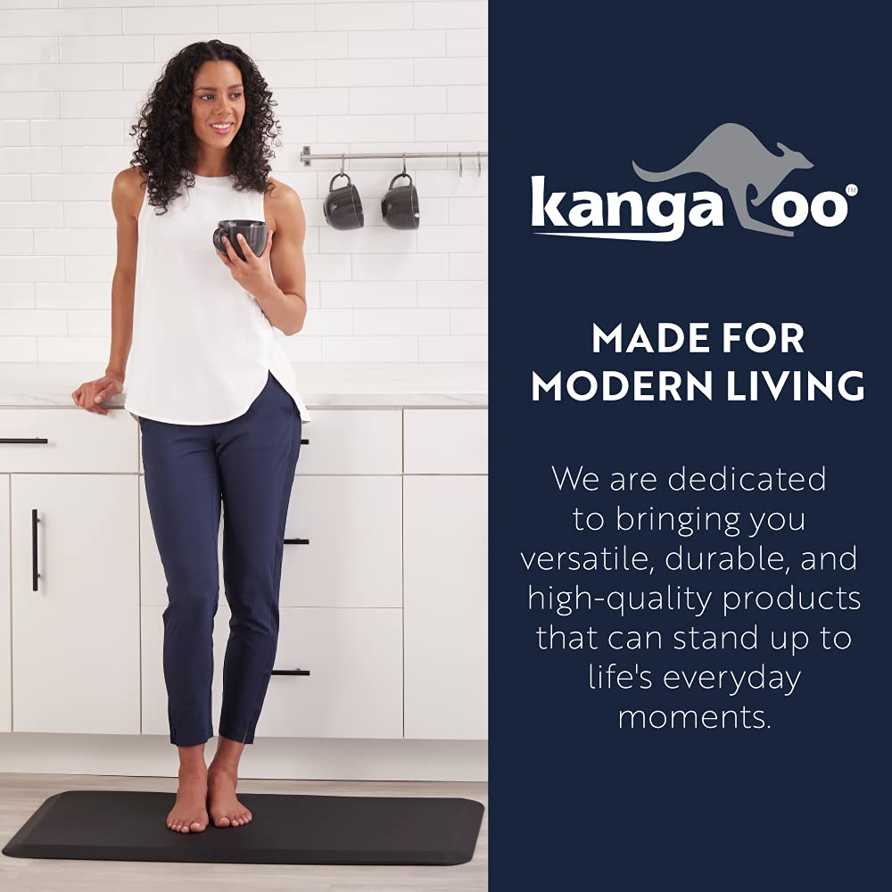 KANGAROO Thick Ergonomic Anti-Fatigue Kitchen Floor Mat - Cushioned Standing Desk Mat for Office & Home - Waterproof, Scratch-Resistant Top - All-Day Comfort Foam Rug (17x24 Inches, Beige) - Perfect for Kitchens, Standing Desks, Workstations & High-Traffic Areas