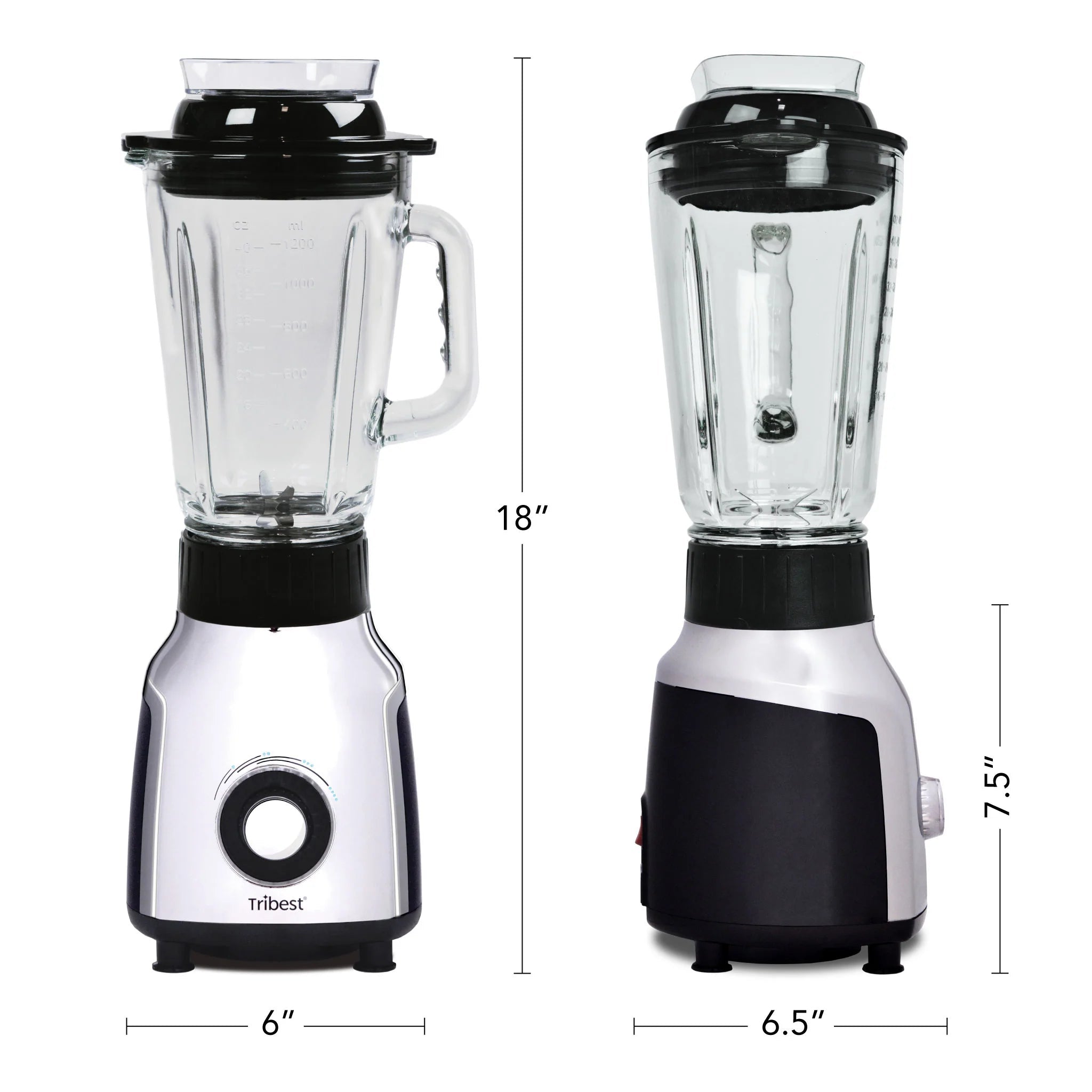 Tribest PBG5001 Glass Personal Vacuum Blender - High Speed 500W Motor, BPA-Free, Leak-Proof Design for Smoothies, Protein Shakes & Meal Prep - Perfect for Home, Gym & Office Use