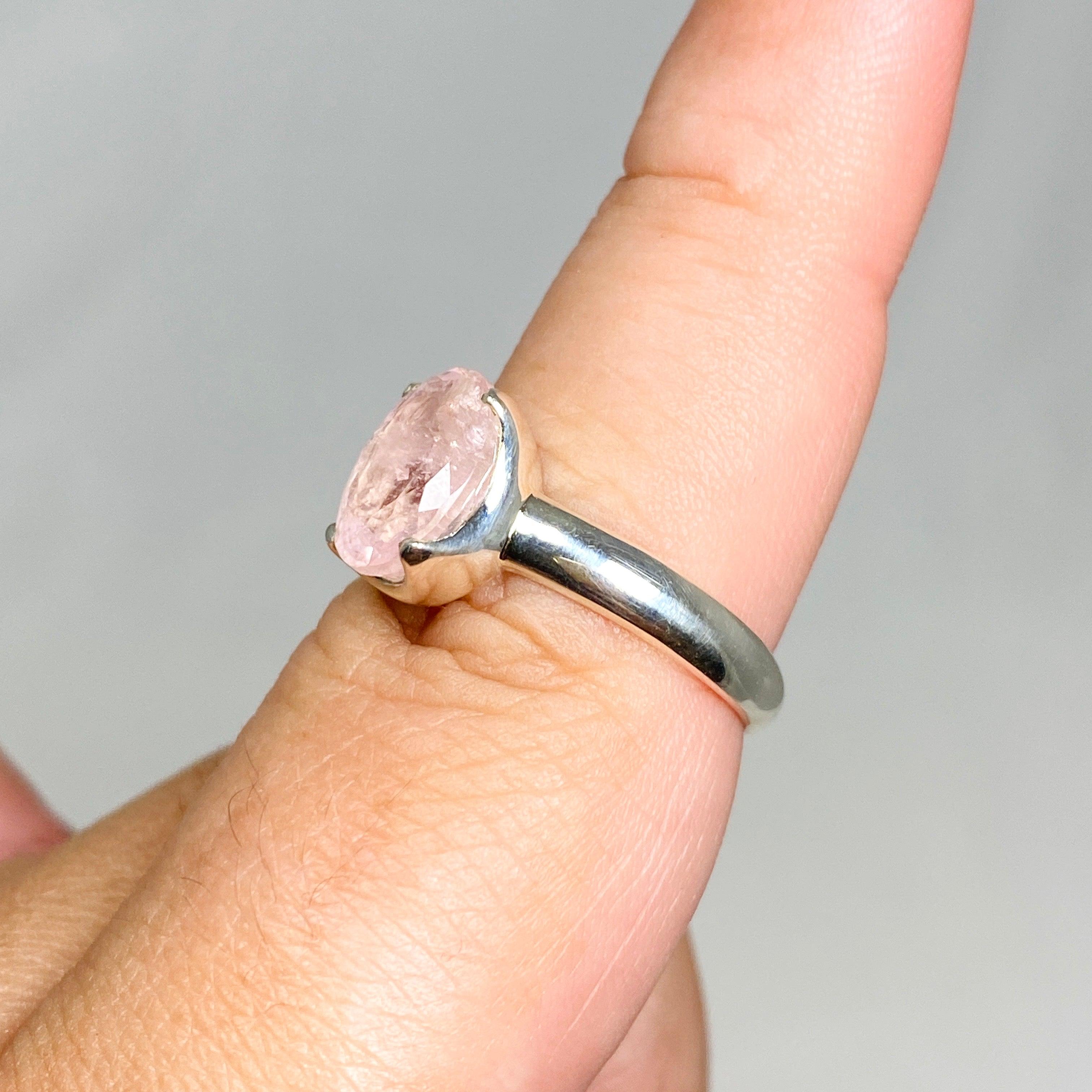 Morganite Faceted Oval Ring Size 9.5 PRGJ439 - Elegant Pink Gemstone Jewelry for Women, Perfect for Engagement, Wedding & Anniversary Gifts